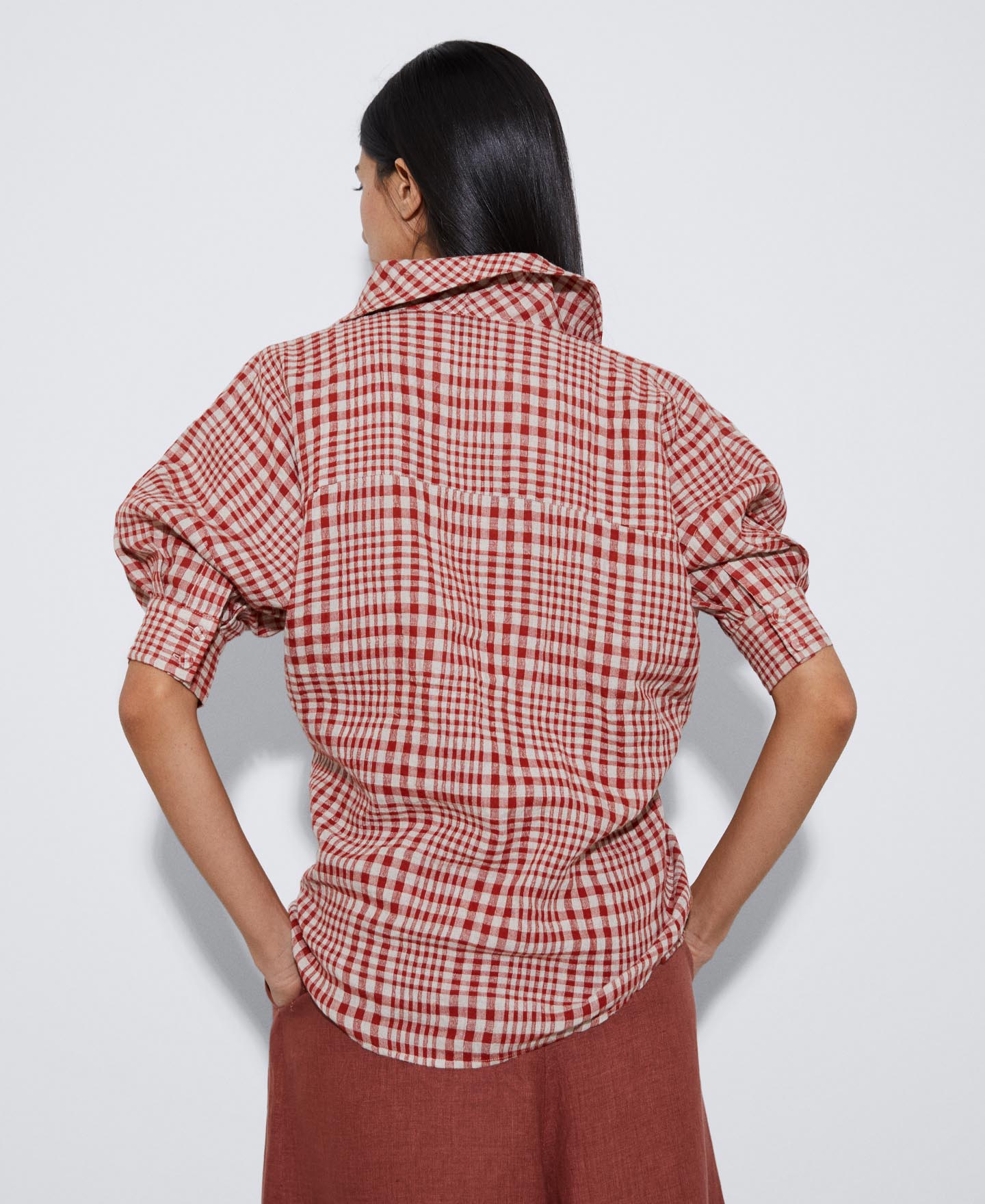 Checked linen and cotton shirt image number 2