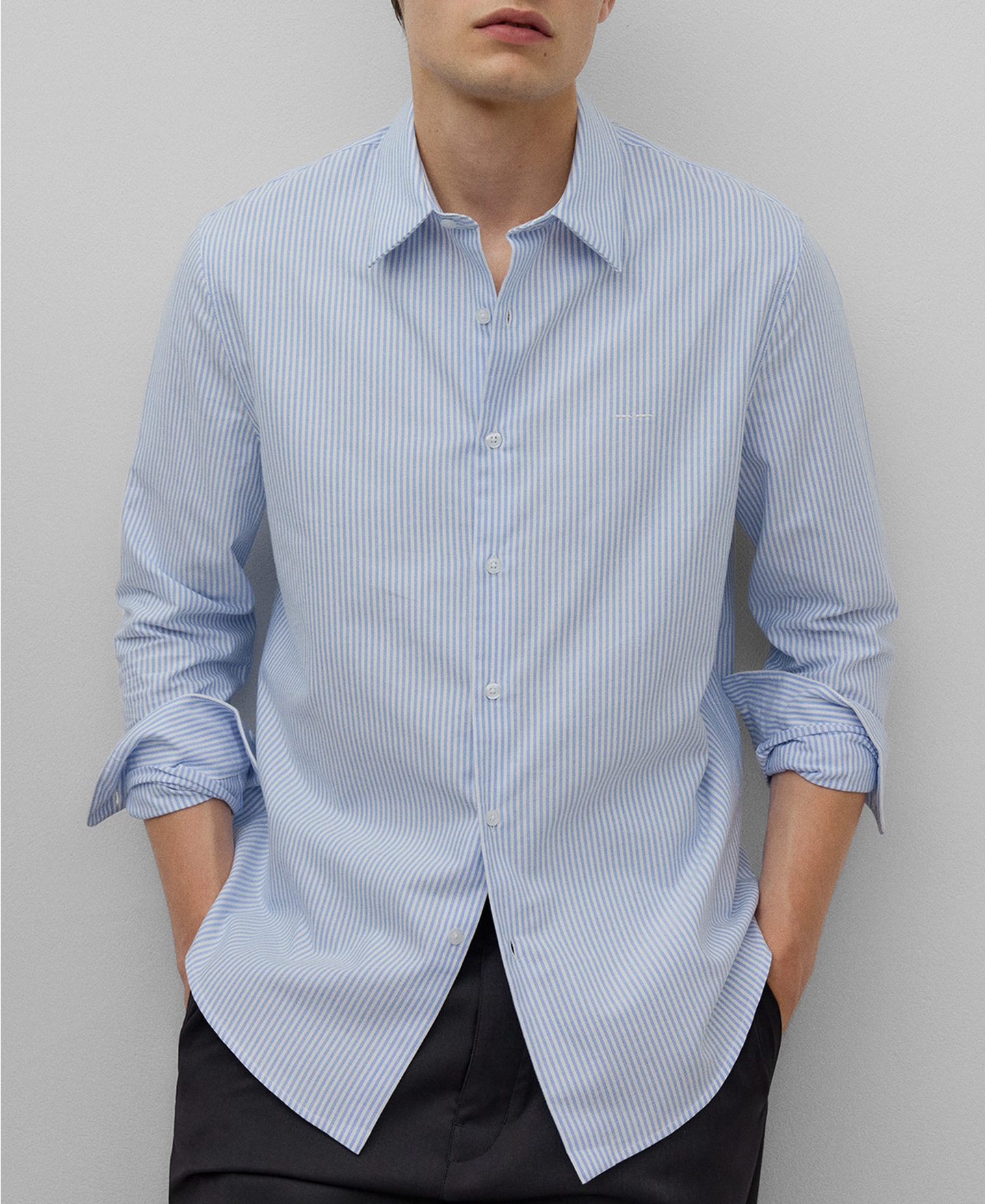 Striped Oxford cotton shirt man image number 0