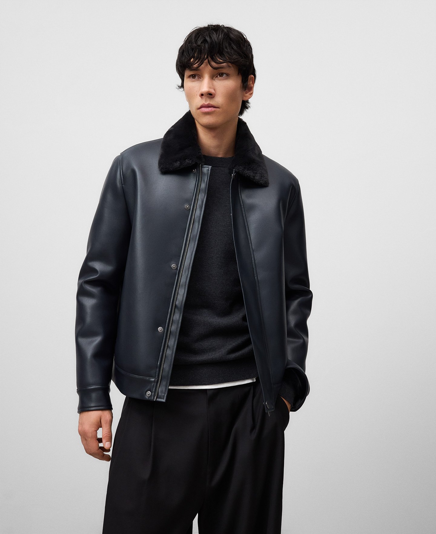 Veste aviateur en cuir synthétique pour homme image number 0