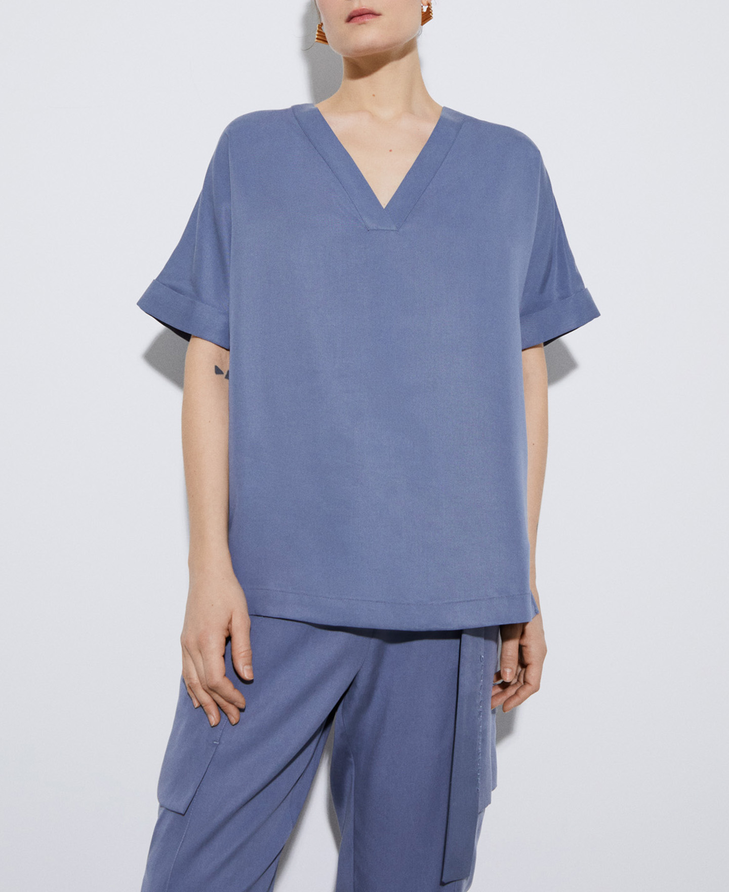 Short sleeve japanese blouse in lyocell image number 0