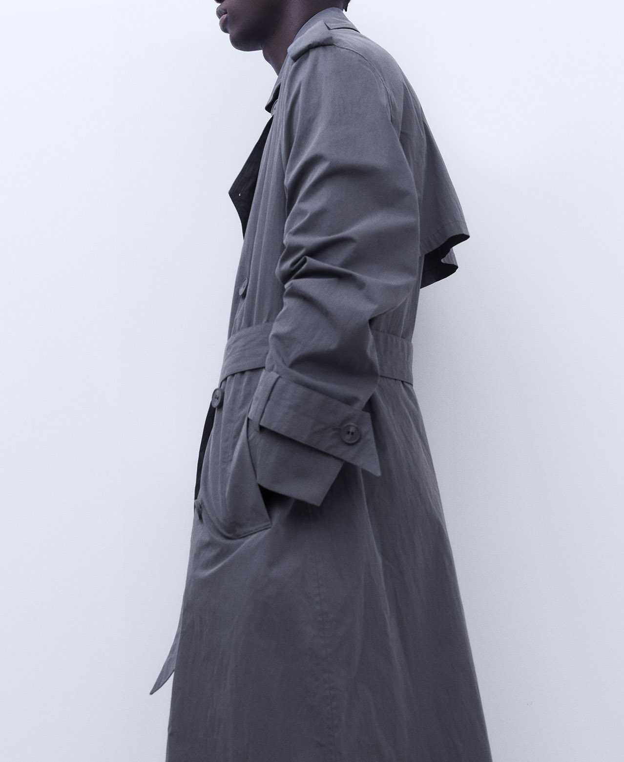 Epaulette Double Breasted Trench Coat image number 4