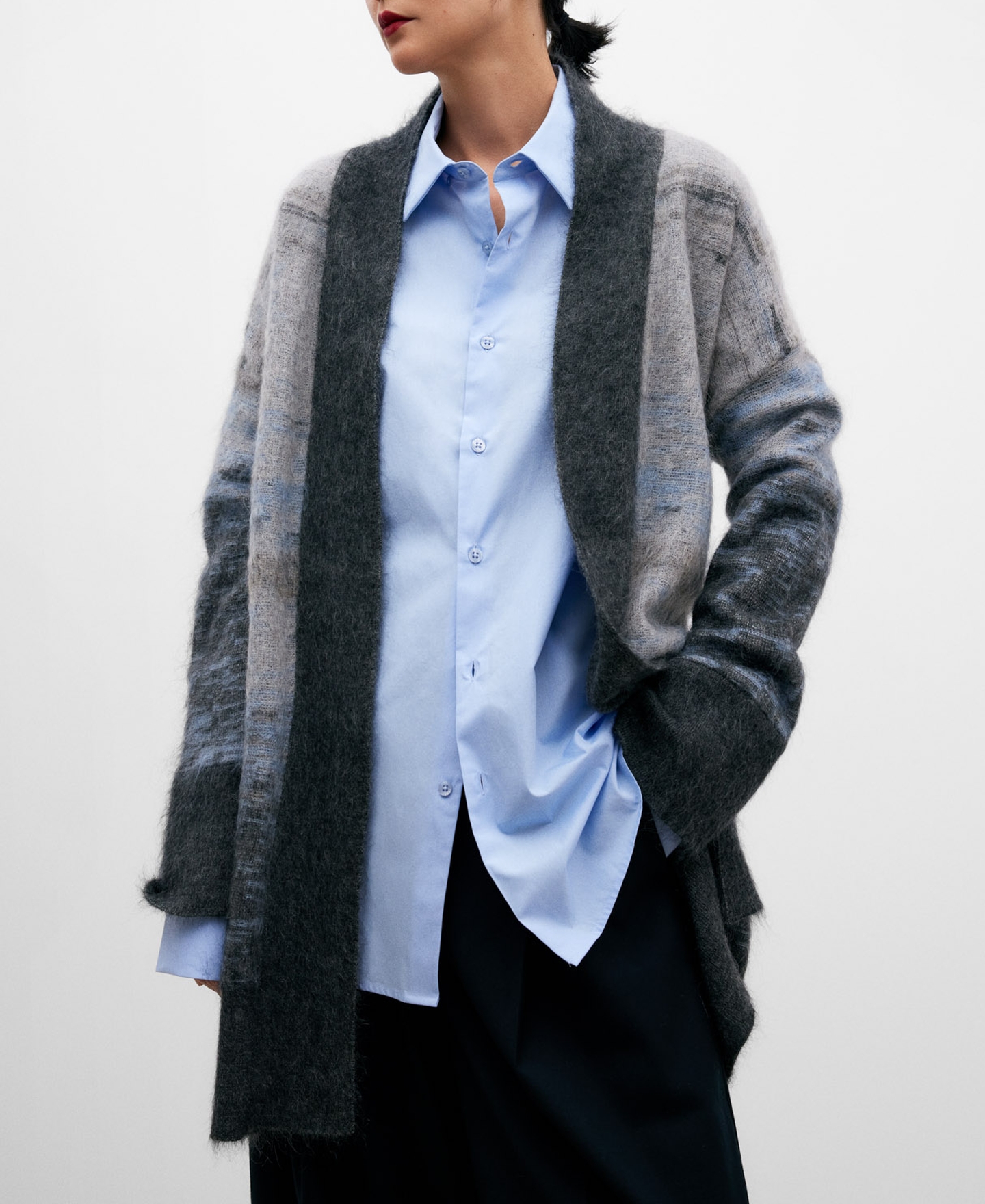 Grey melange jacquard jacket for women image number 0