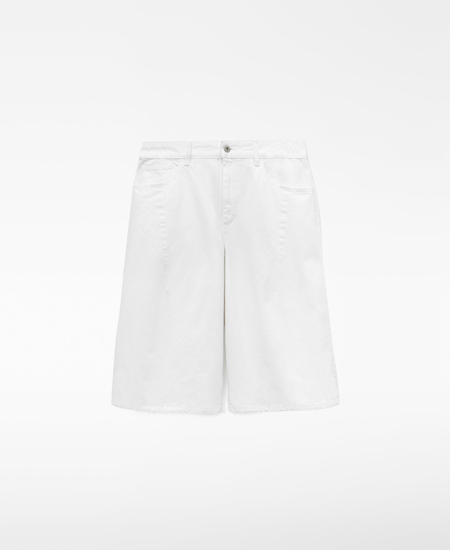 Cotton denim long bermuda shorts image number 0