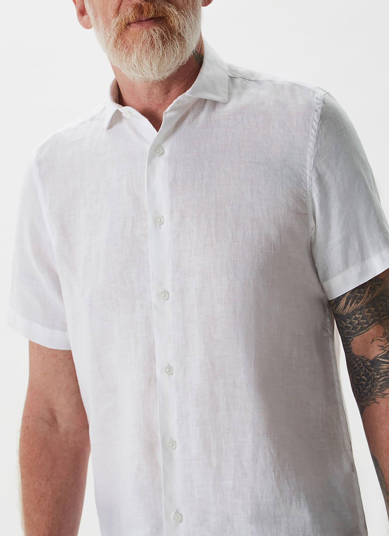 Camisa cutaway y manga corta de lino image number 0