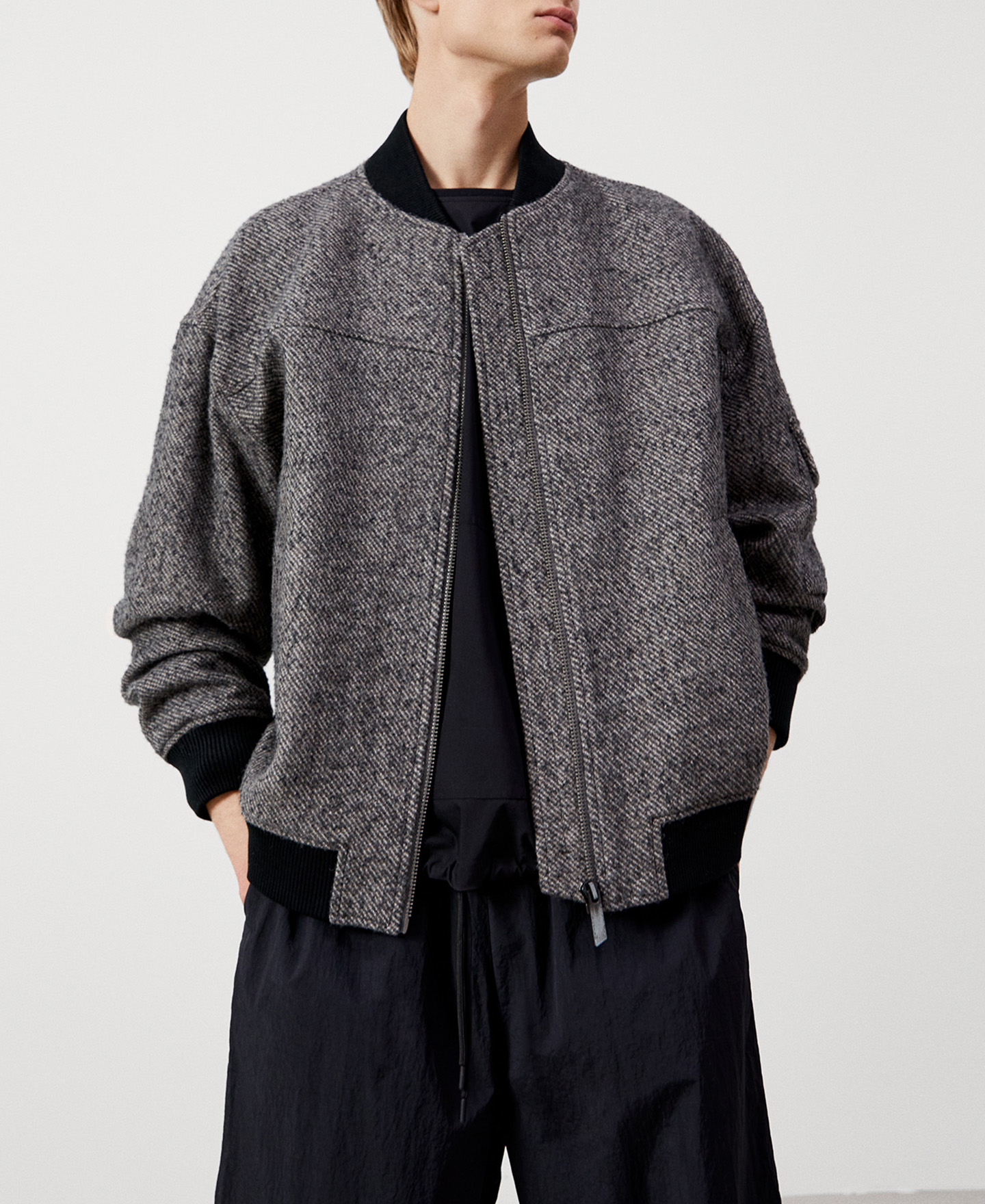 Wool and polyester bomber image number 0
