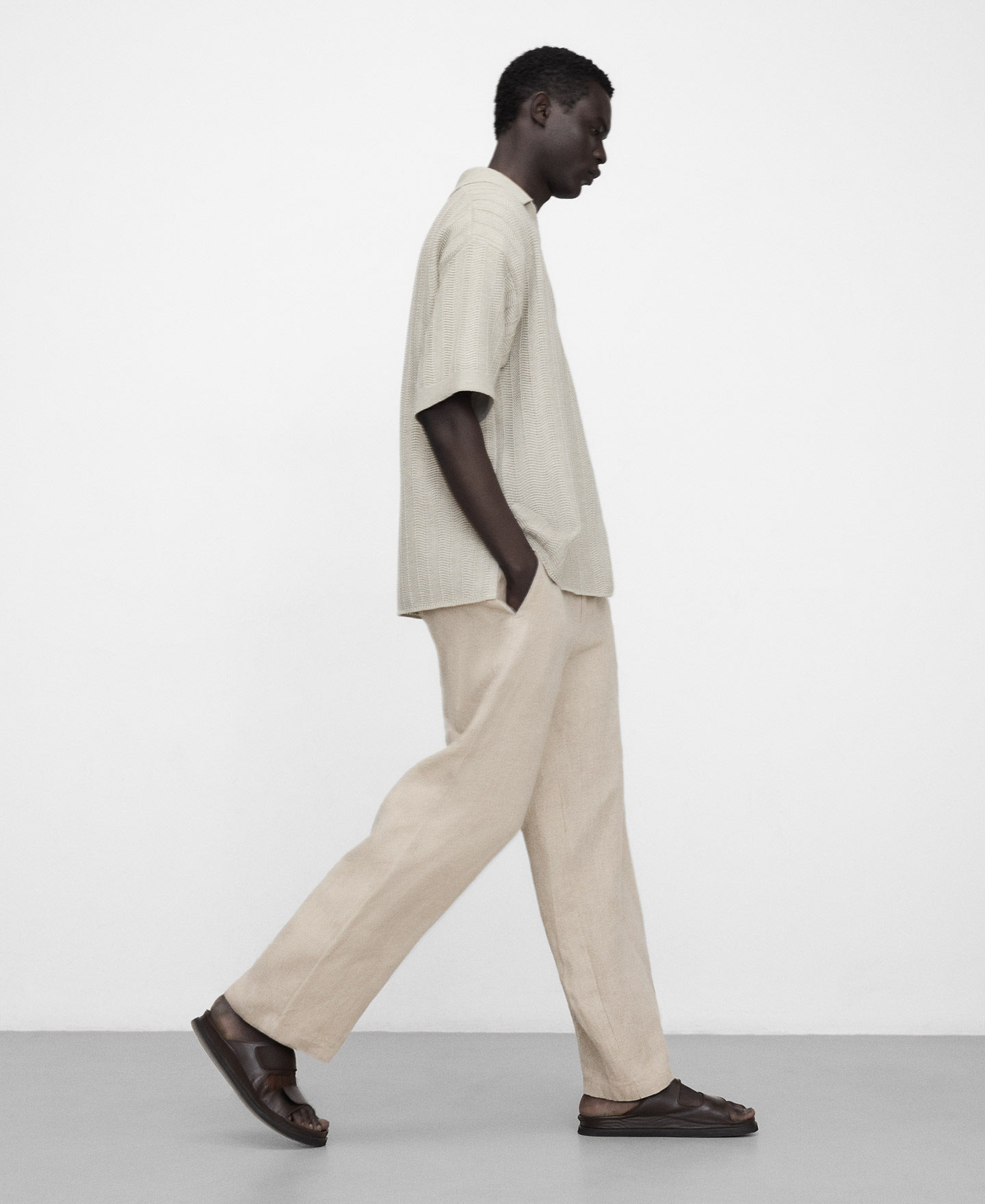 European linen relaxed fit trousers image number 3