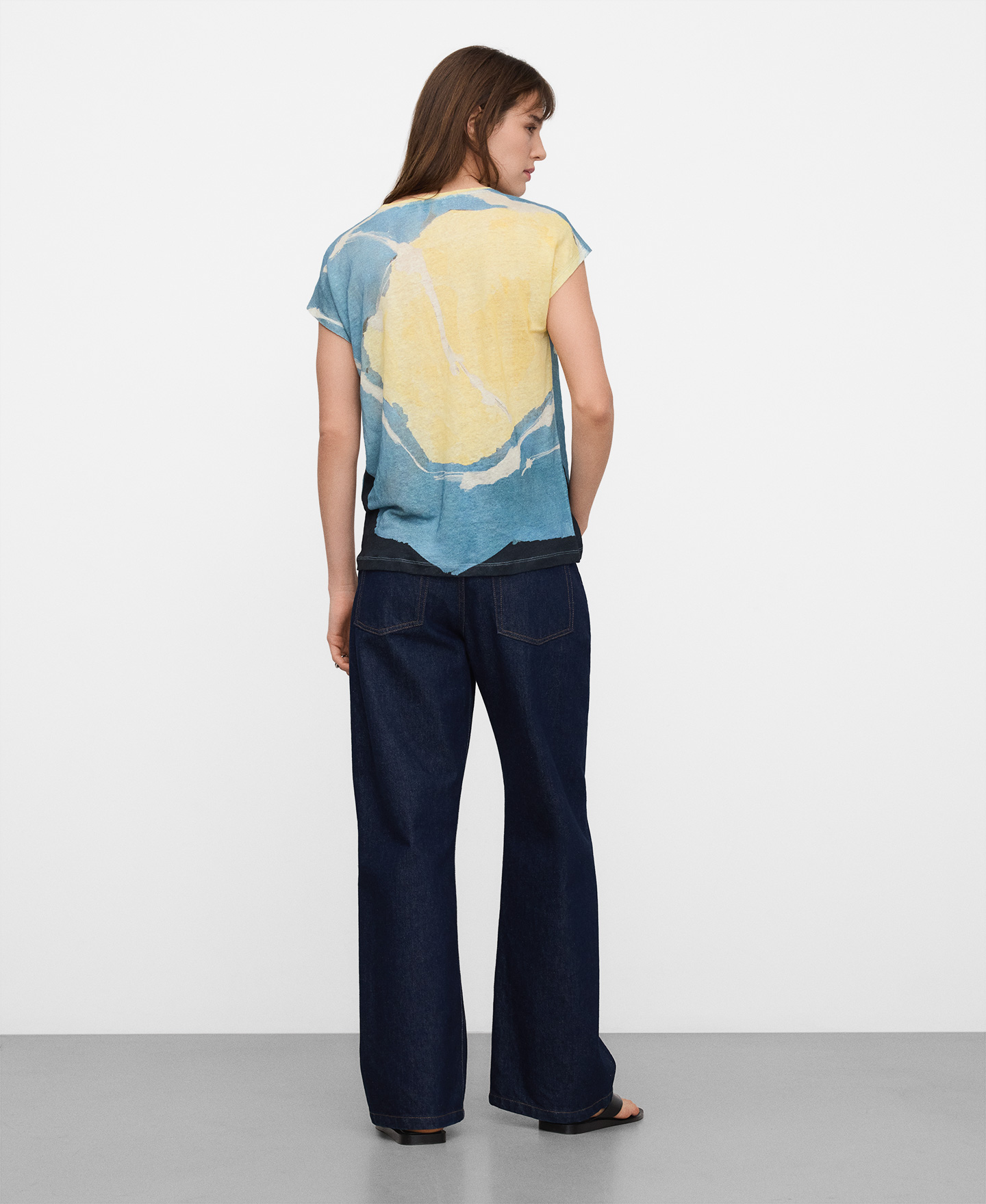 European linen printed T-shirt image number 2