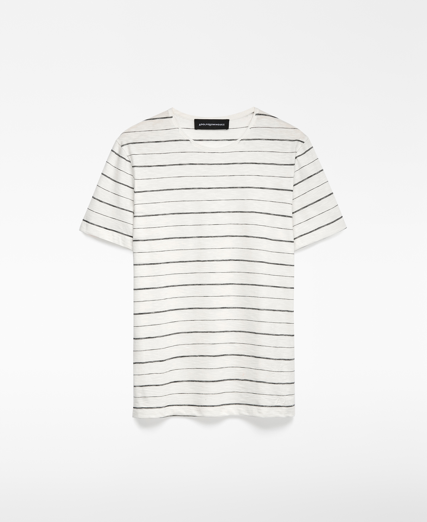 T-shirt blanc à rayures en coton homme image number 4
