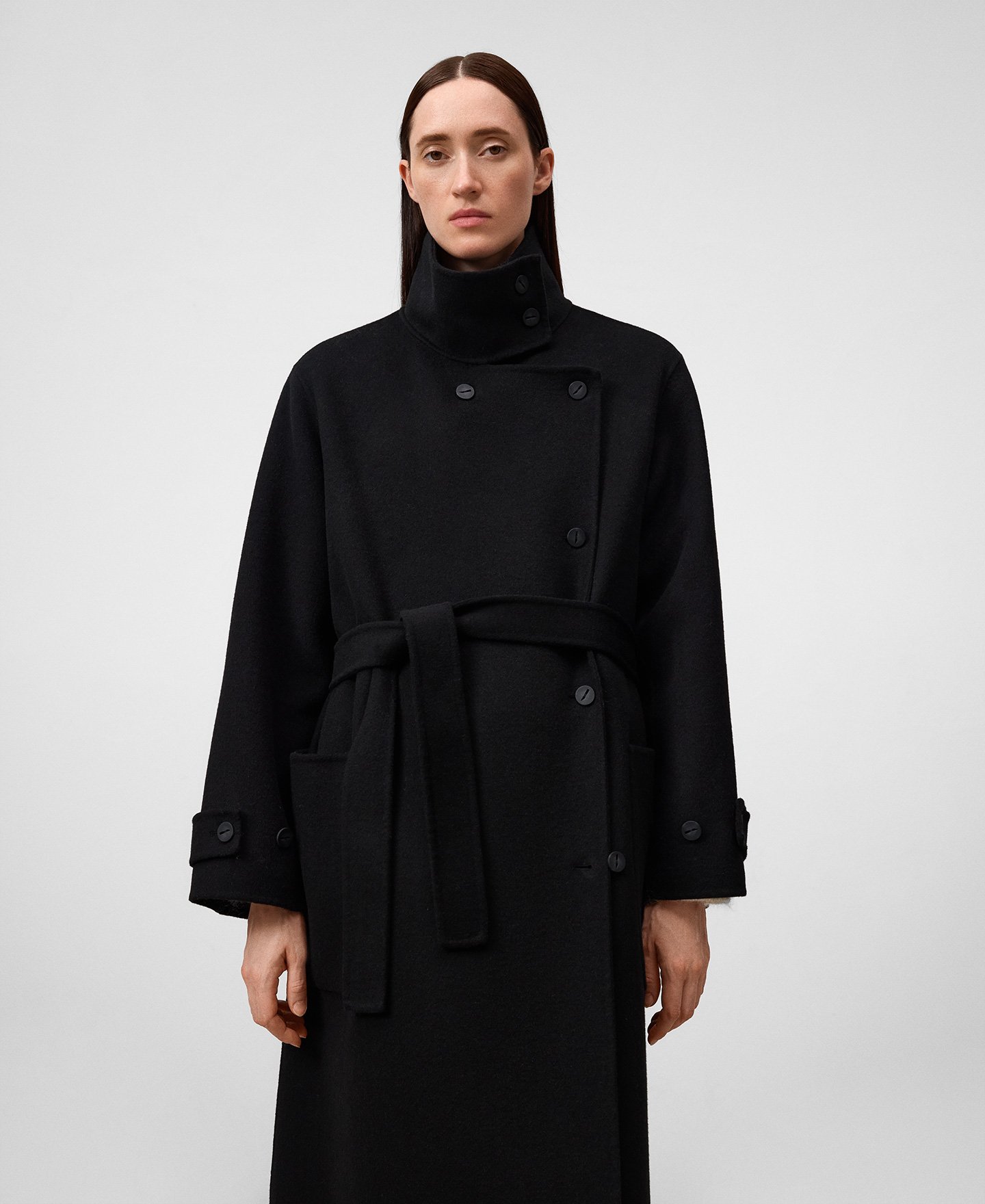 Funnel neck cross-front coat woman image number 0