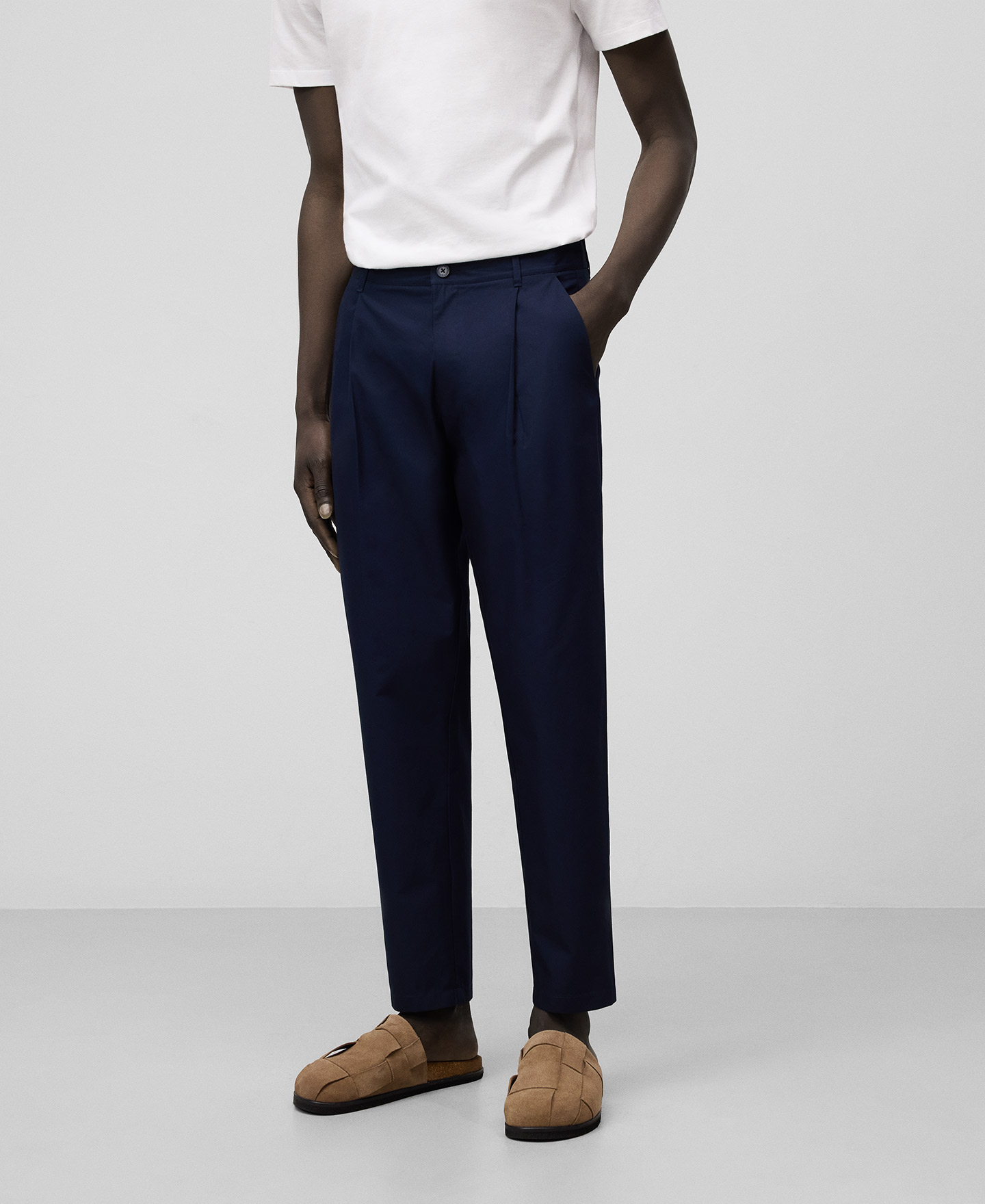Cotton poplin chino trousers man image number 0