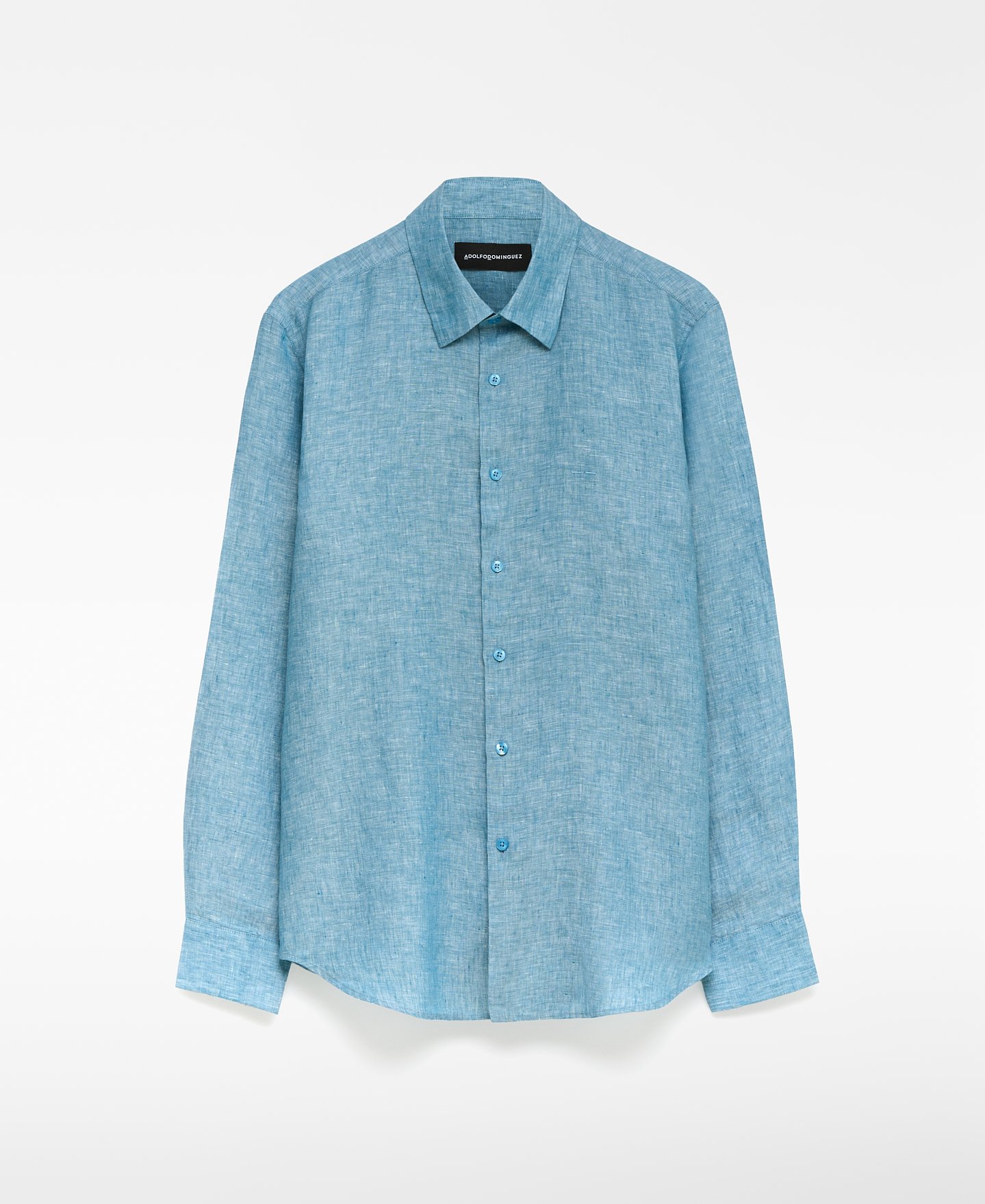 Camisa com gola de lapela em linho europeu para homem image number 0