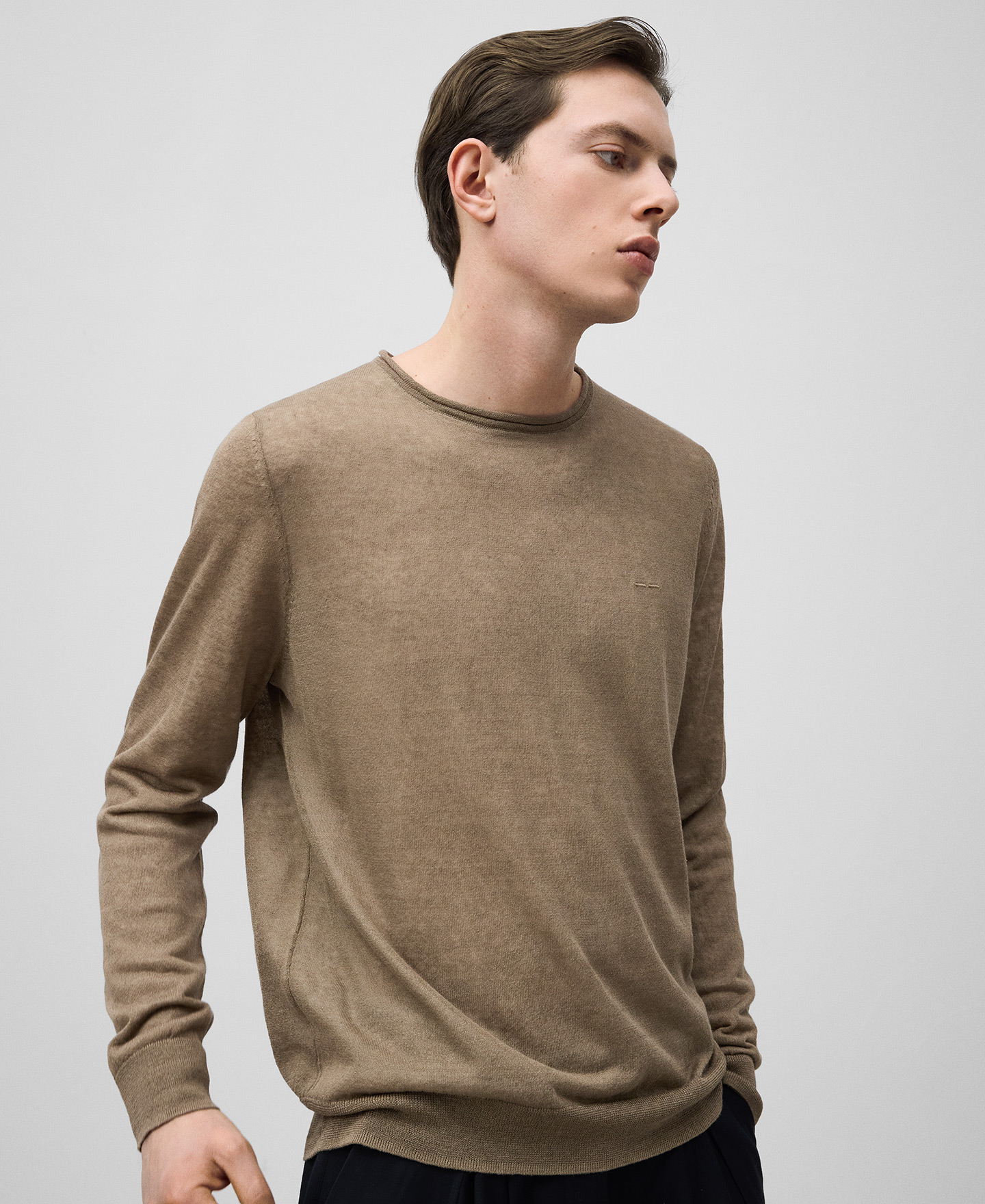 Linen blend double-layer sweater man image number 0