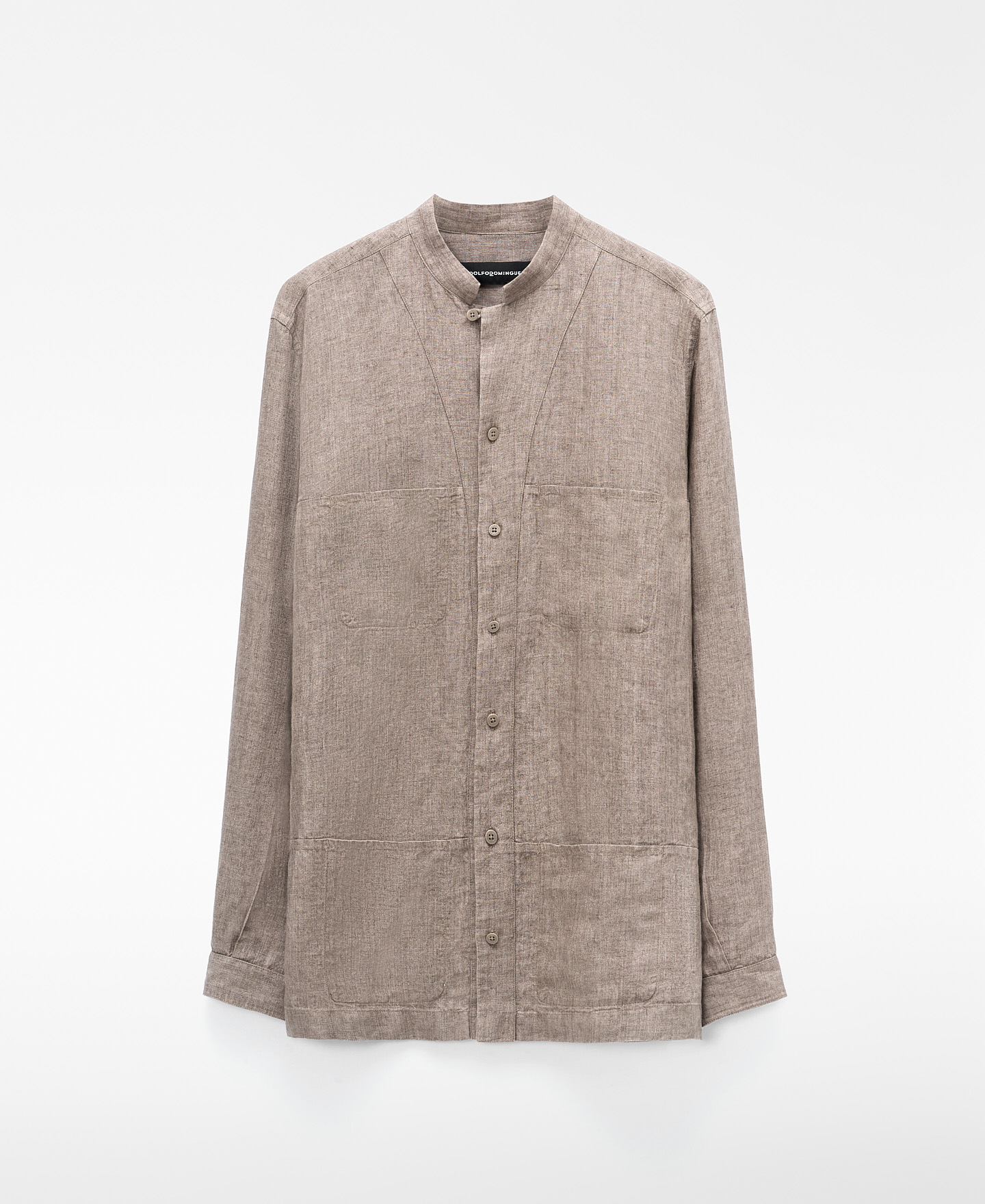 Camisa cuello mao bolsillos lino europeo image number 4