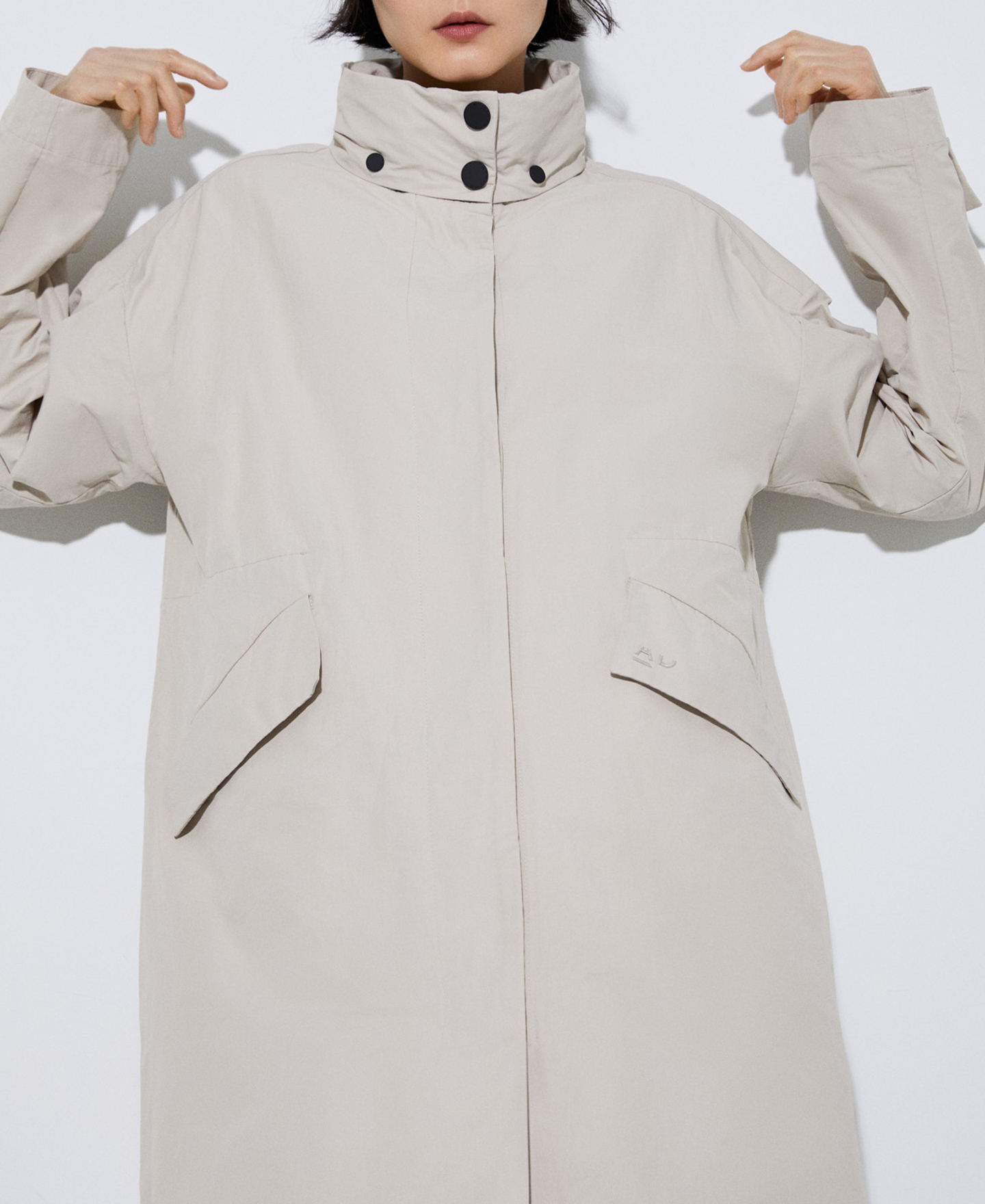 Long parka in cotton and nylon image number 0