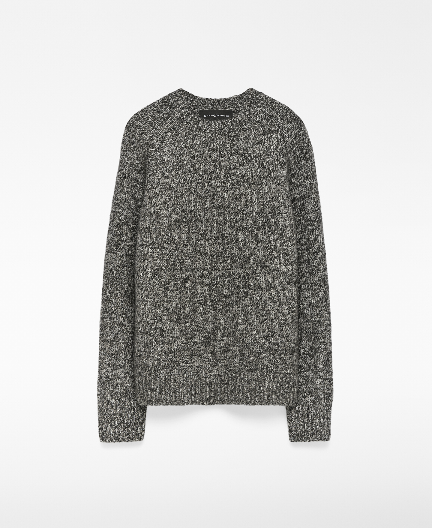 Crew collar melange knit sweater man image number 4