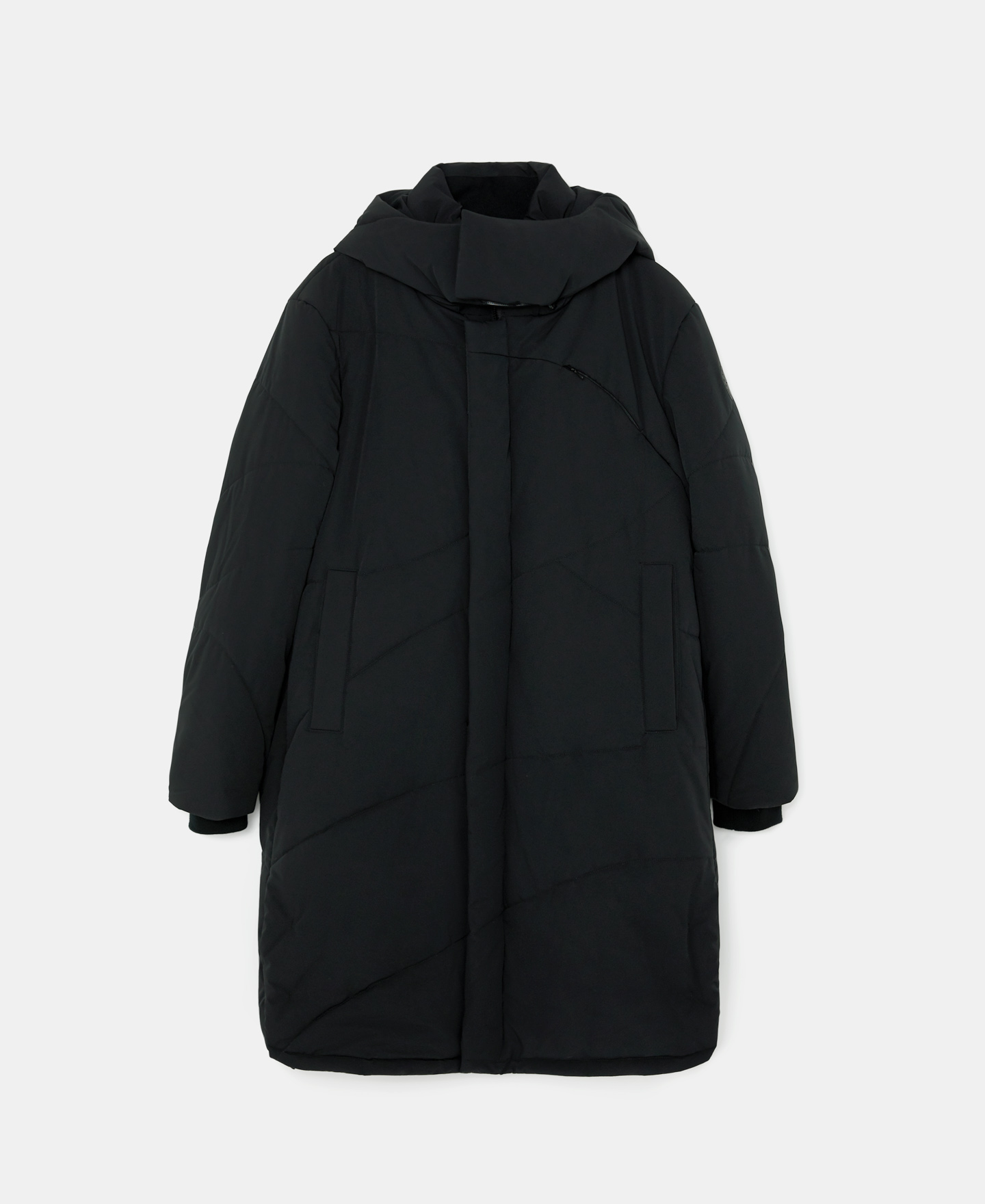Long padded jacket stitching details image number 4