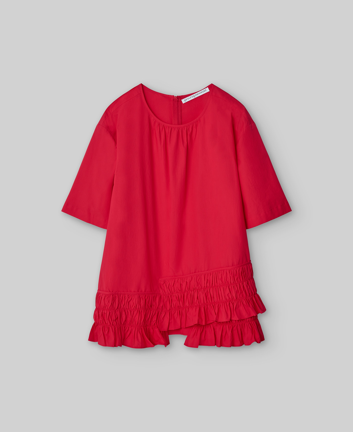 Red ruffle blouse woman image number 4