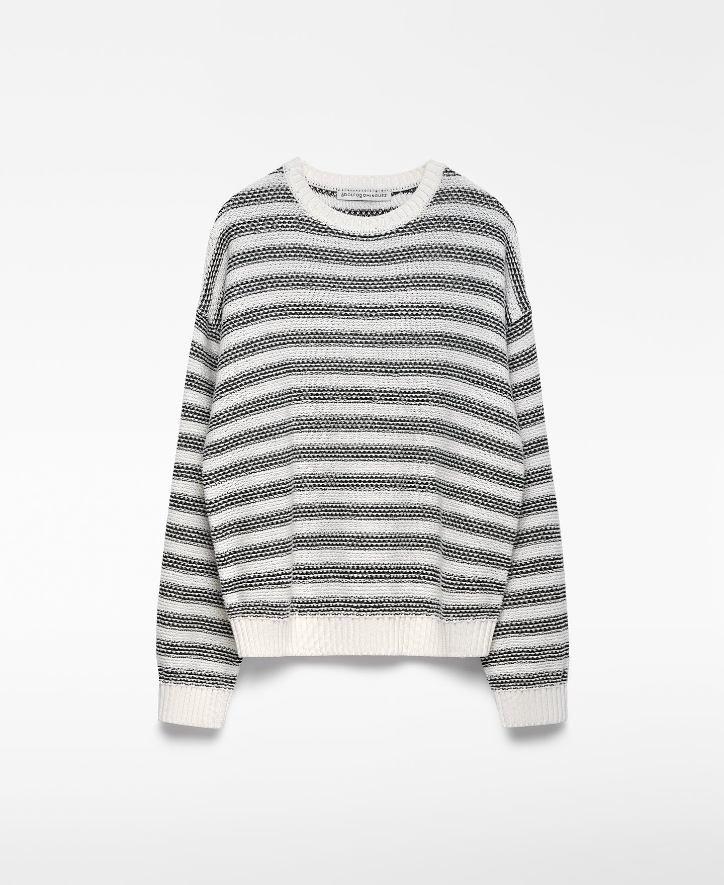 Striped knit sweater with linen woman image number 4