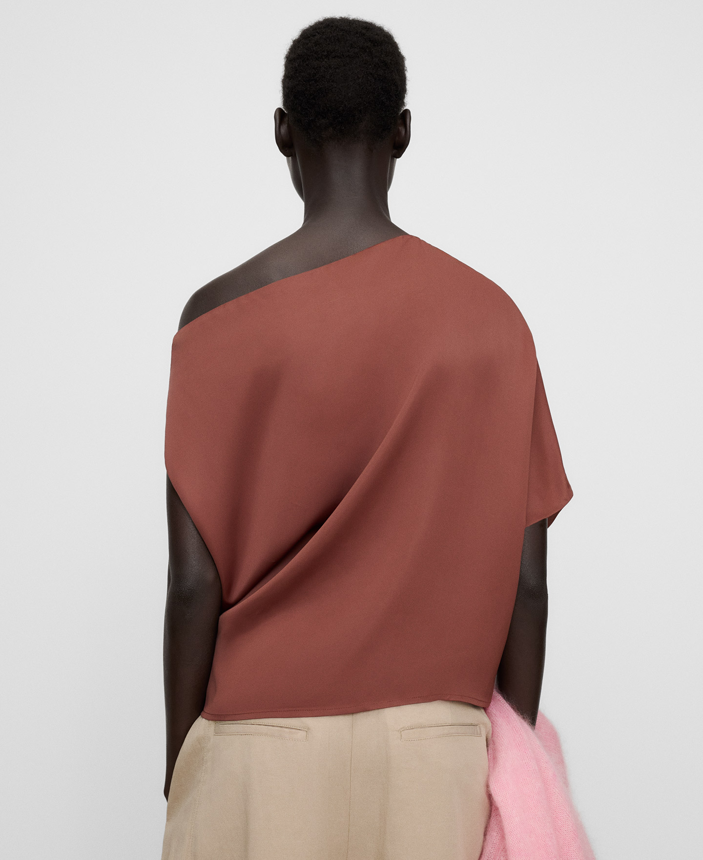 Boat neckline asymmetric top image number 2