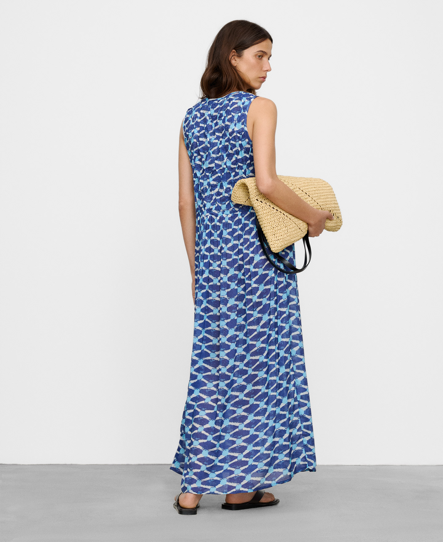 Bedrucktes Kleid mit gerafftem Oberteil image number 2