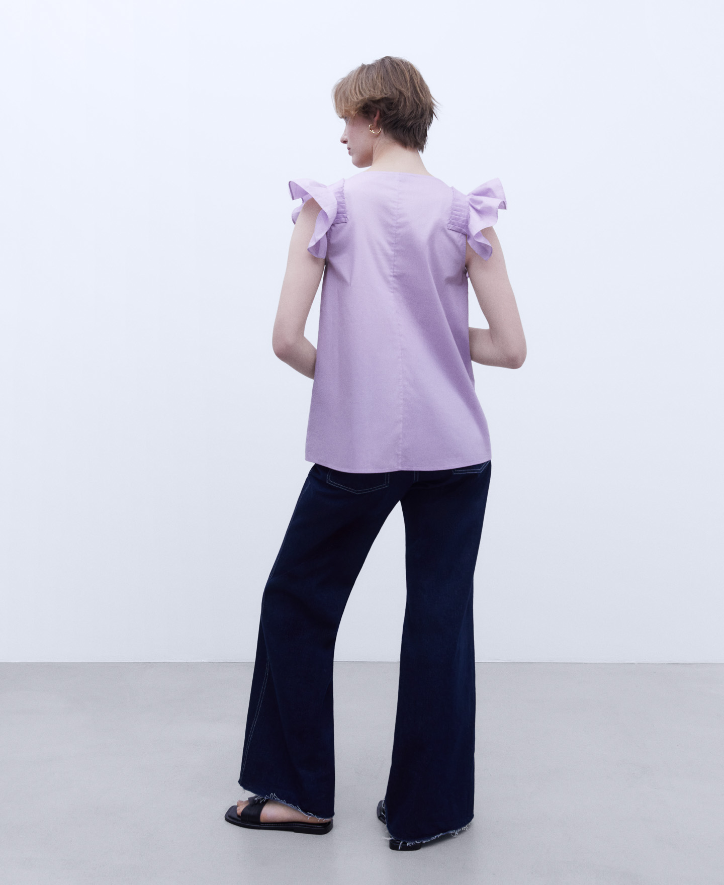 Ruffled square neckline top image number 2