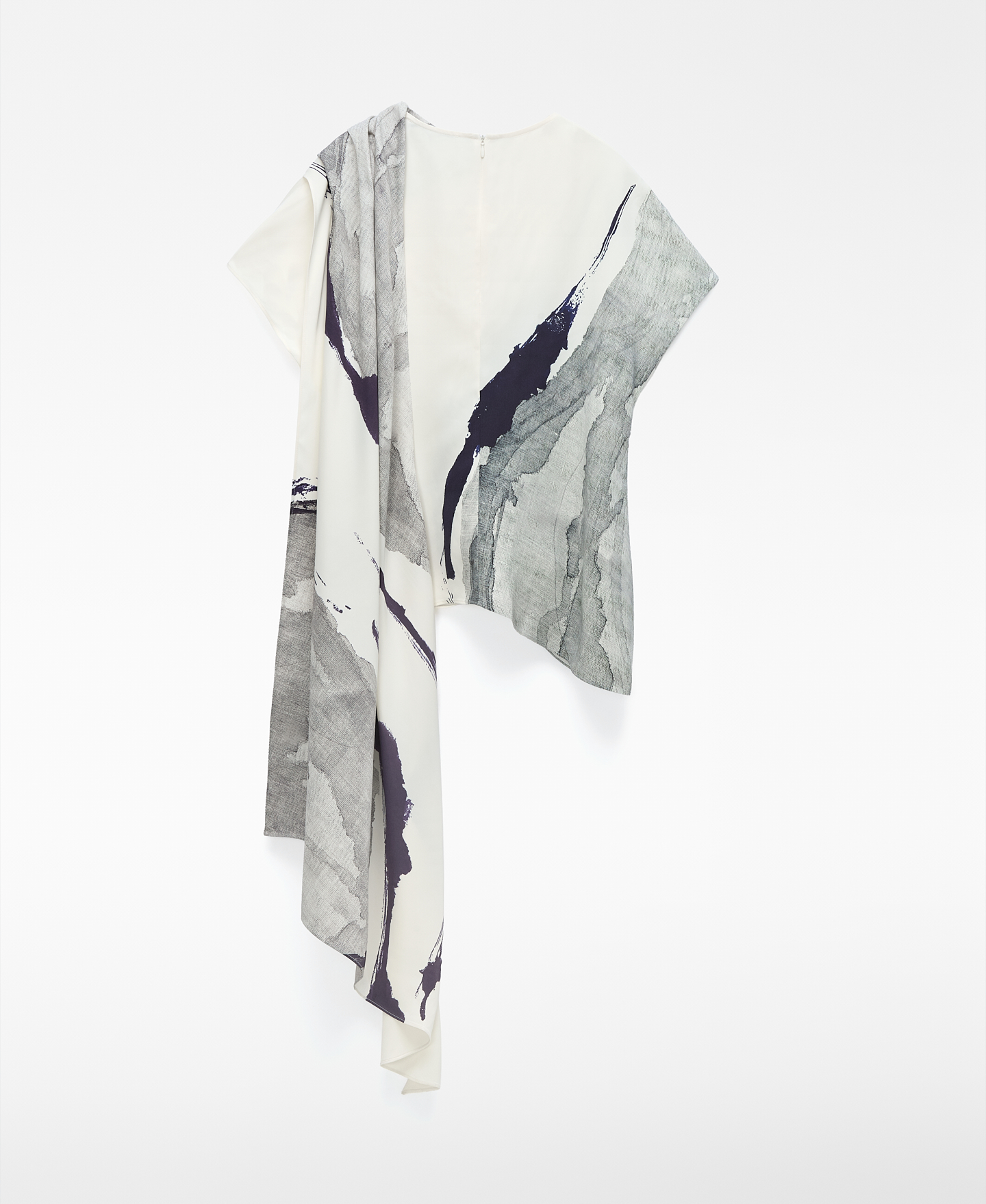 Asymmetric printed top with scarf image number 7