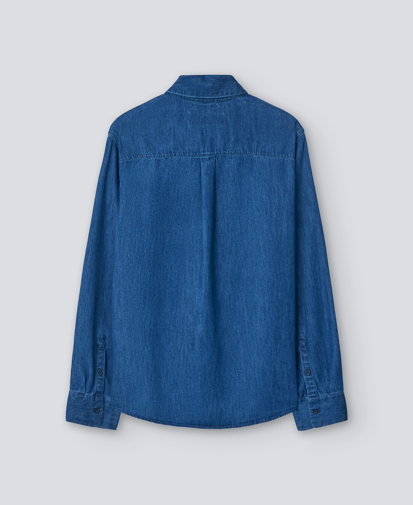 Blue cotton denim shirt man image number 5