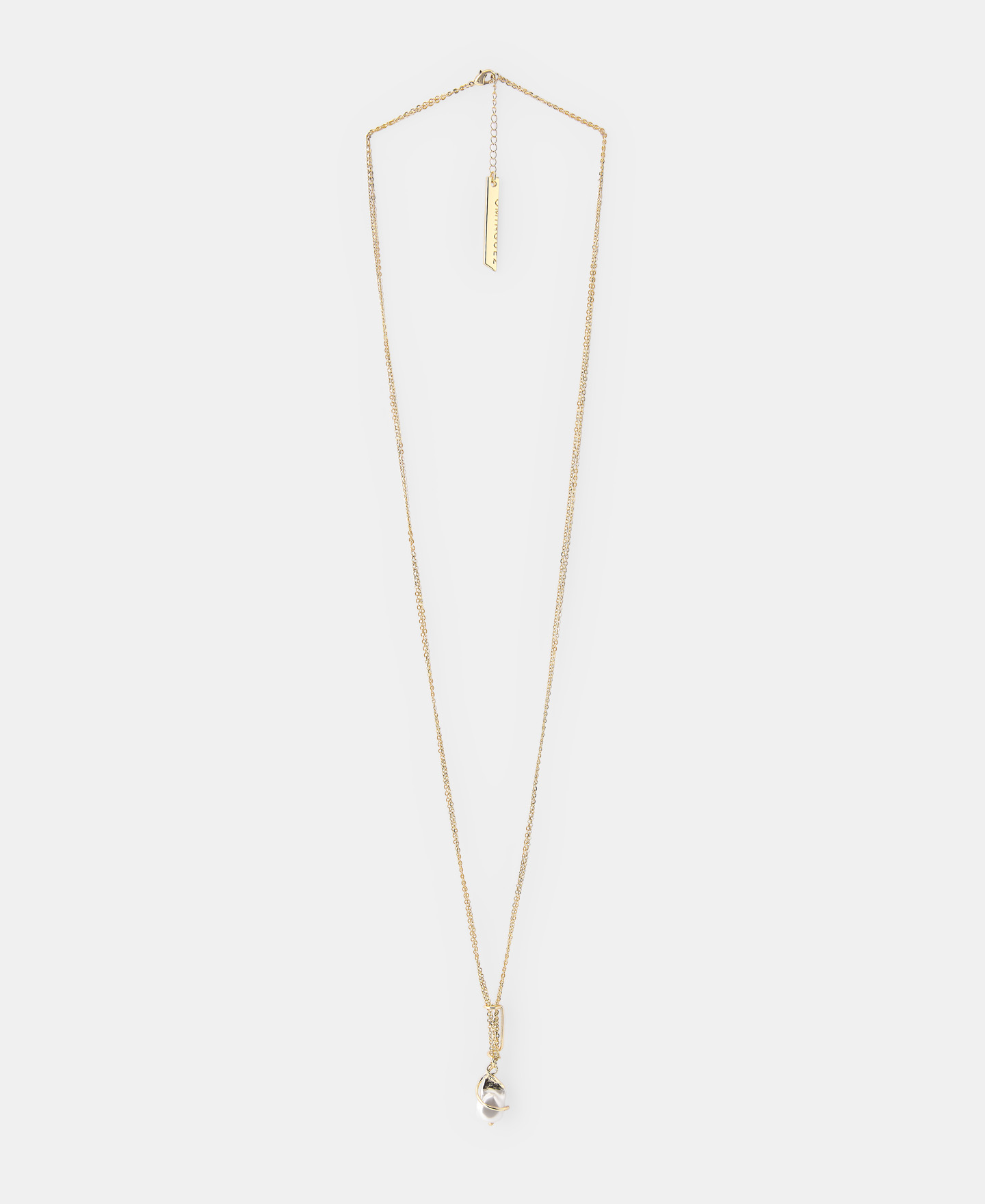 Golden artificial pearl necklace image number 0