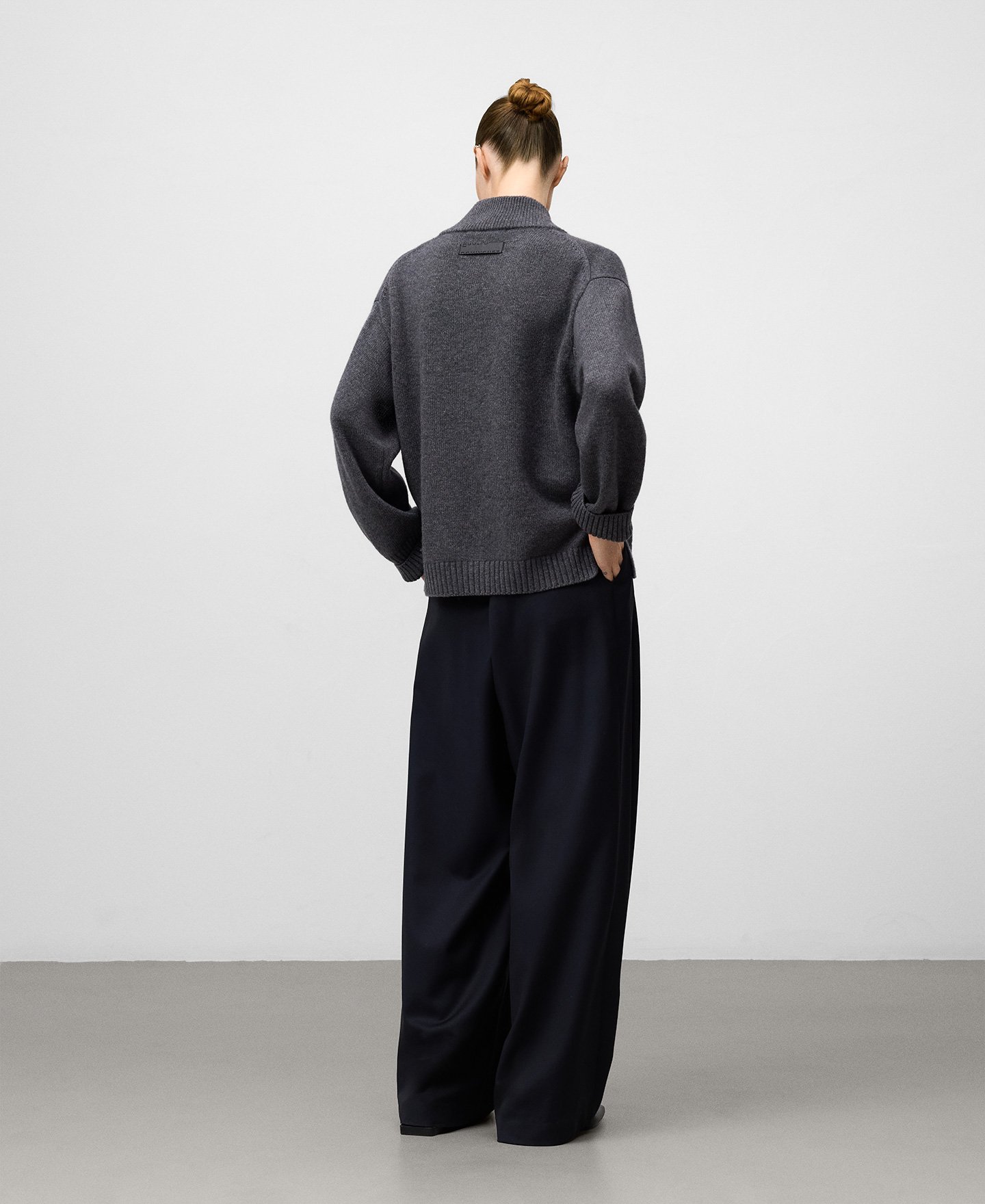 Merino wool high collar cardigan woman image number 2