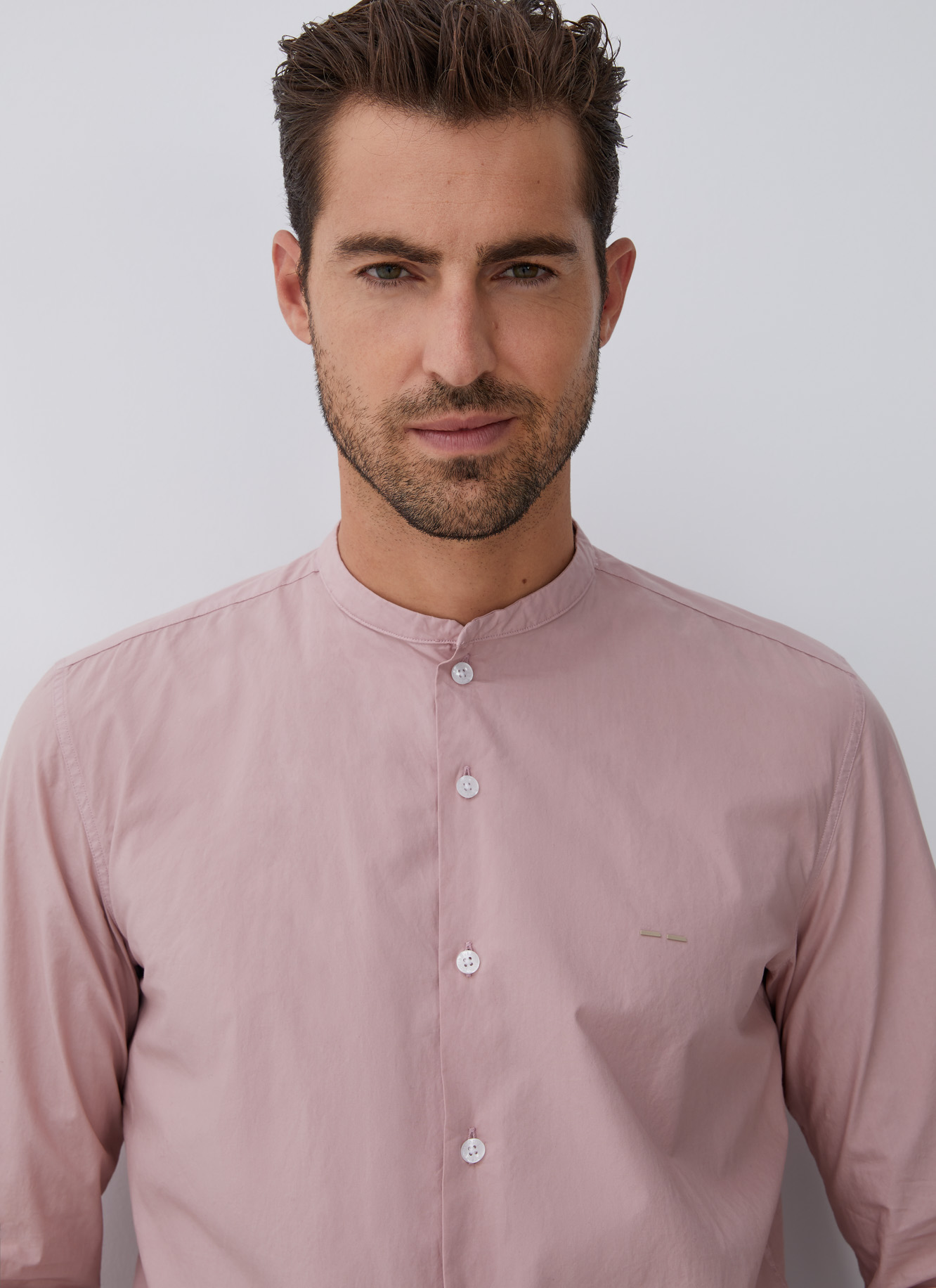 Cotton shirt with mandarin collar image number 4