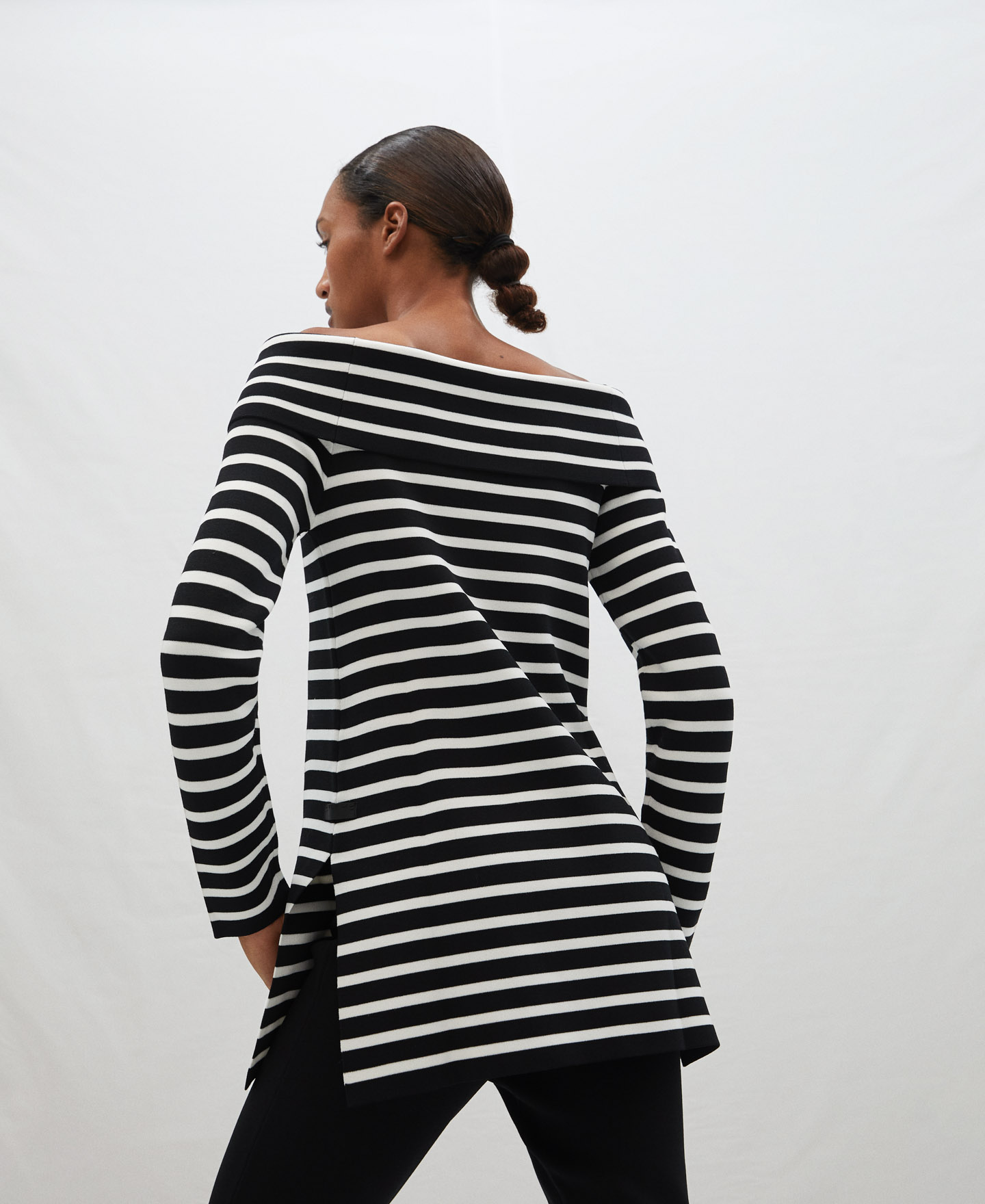 Striped sweater with straight neckline image number 2