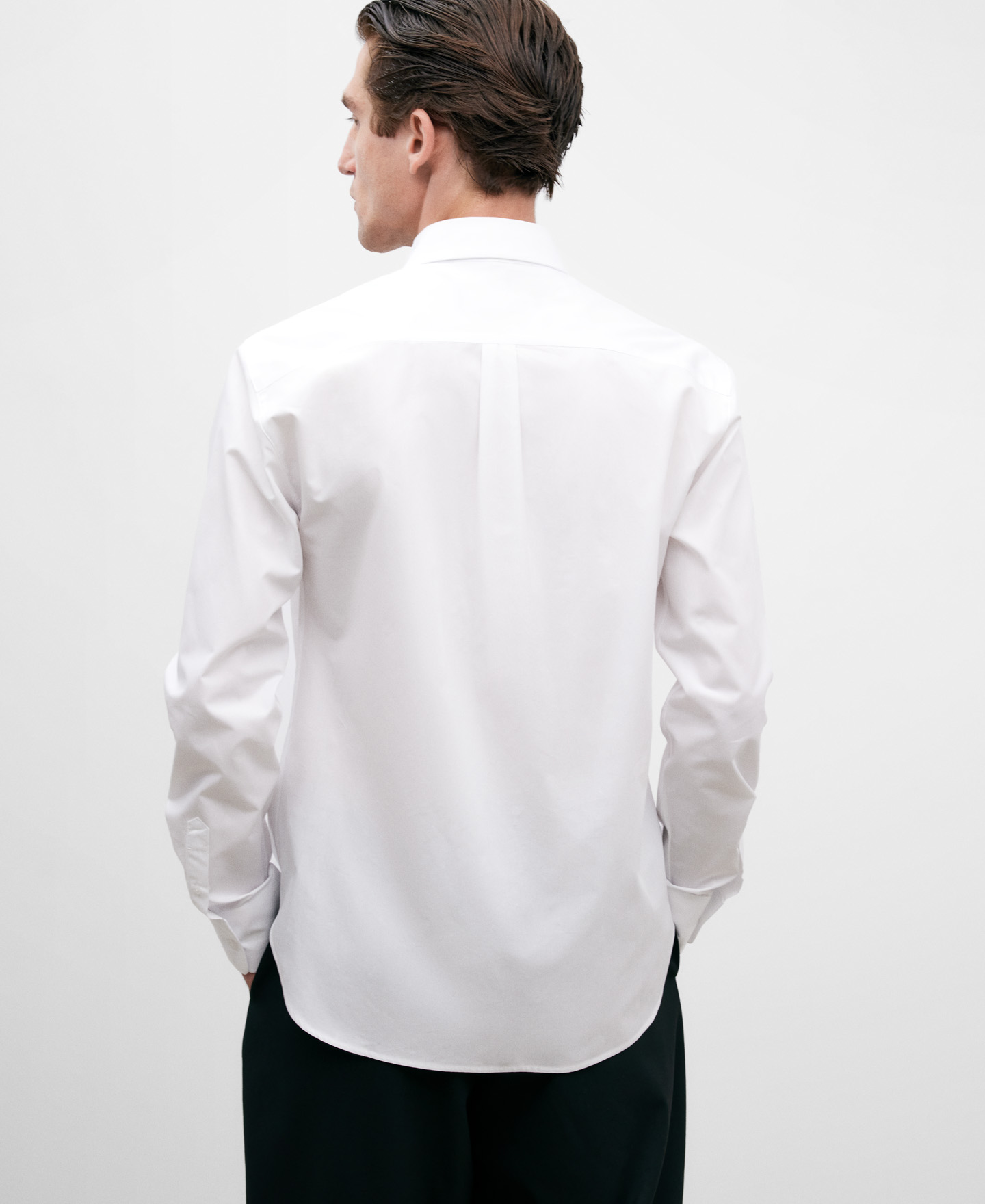 White slim fit cotton shirt image number 2