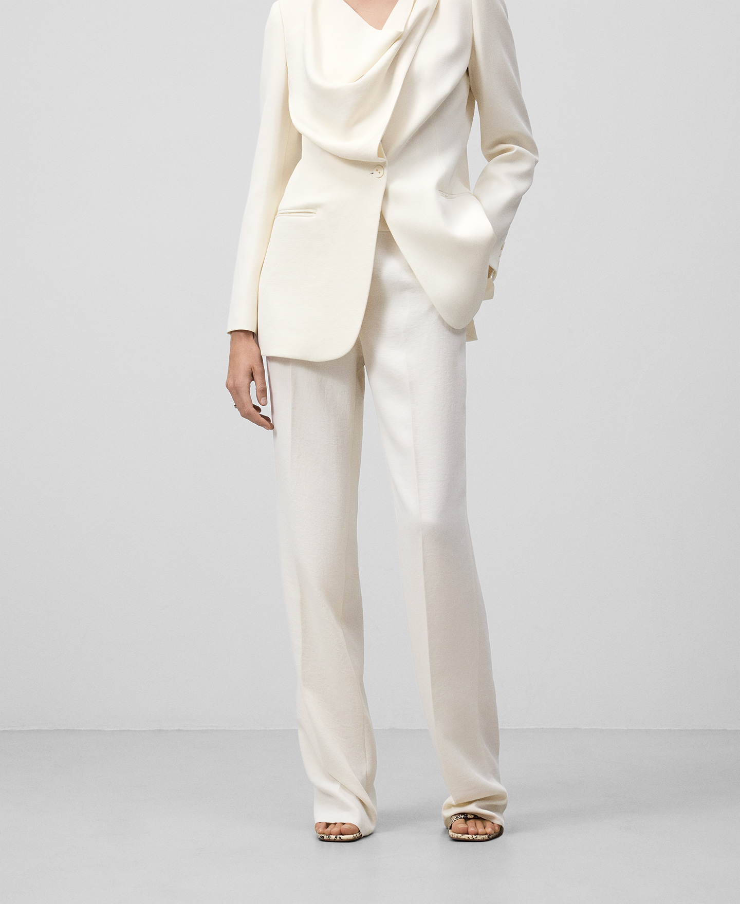 Ecru straight trousers woman image number 0