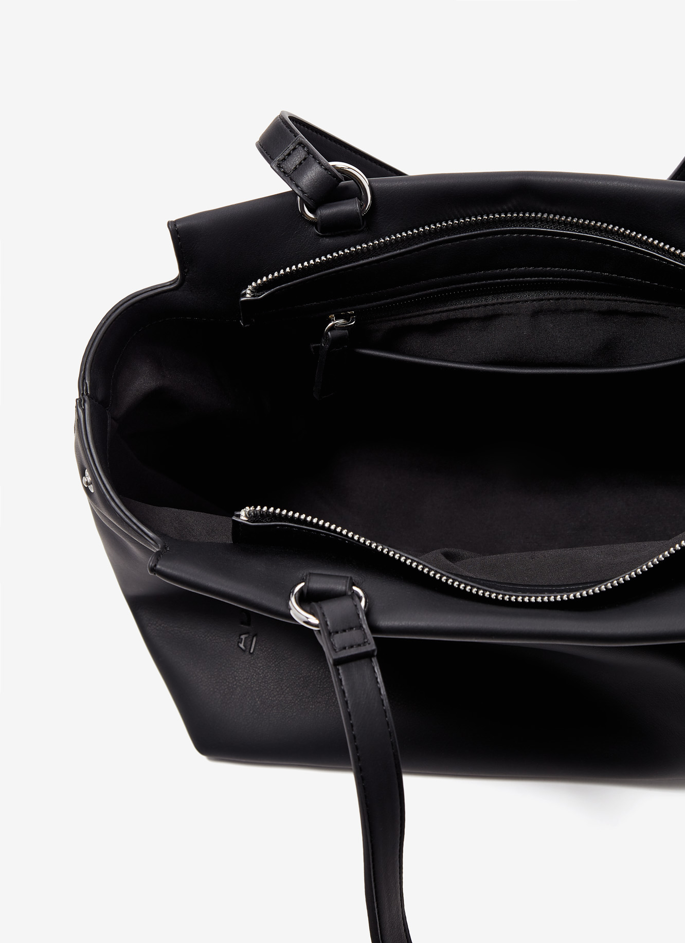 Faux leather horizontal shopper bag image number 1