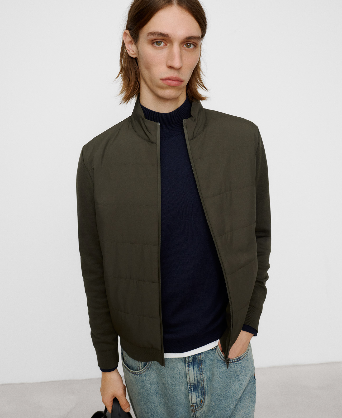 Nylon and knit padded jacket image number 0