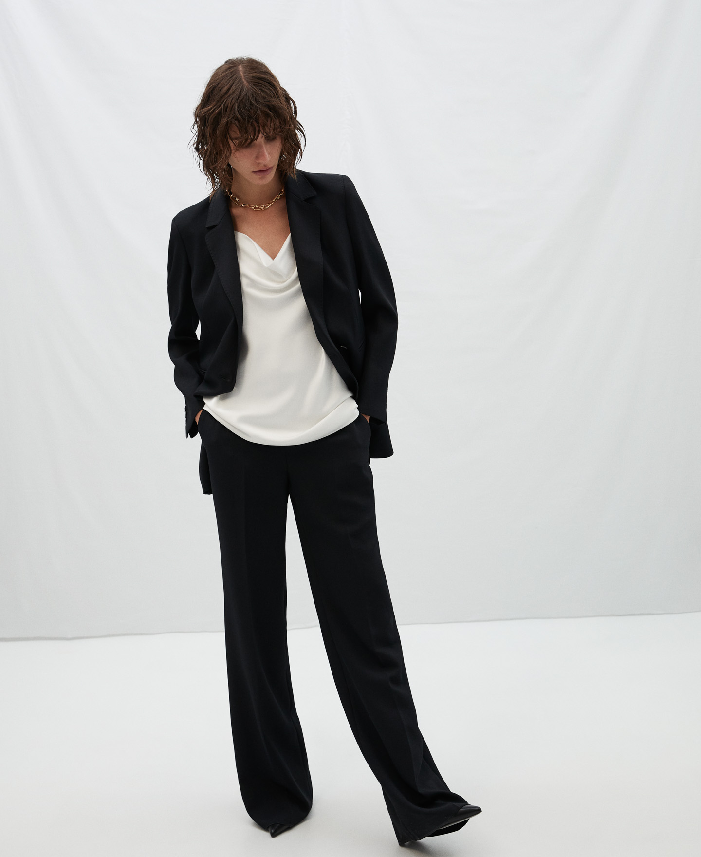 Satin top with draped neckline image number 1