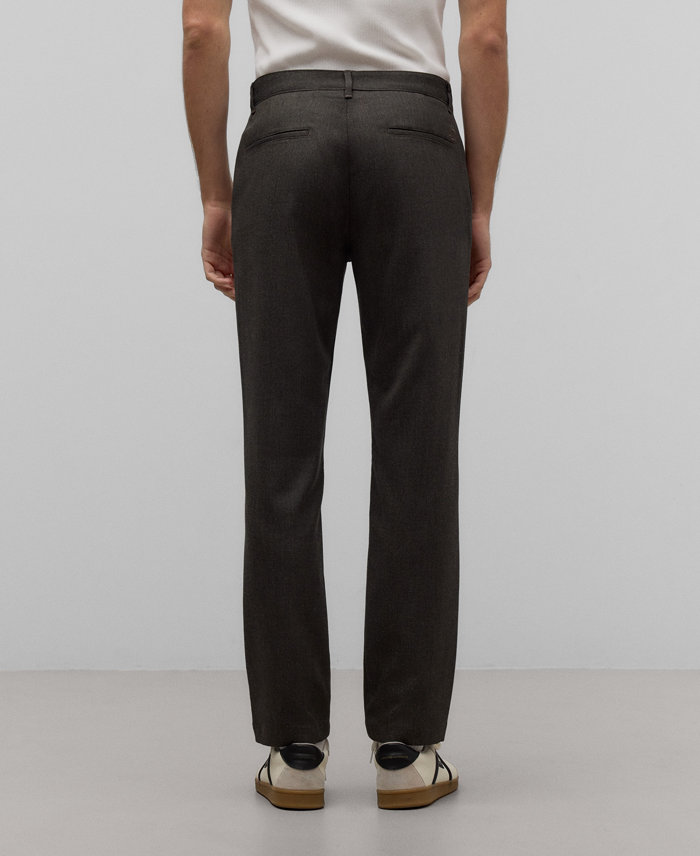 Micro textured chino trousers man image number 2
