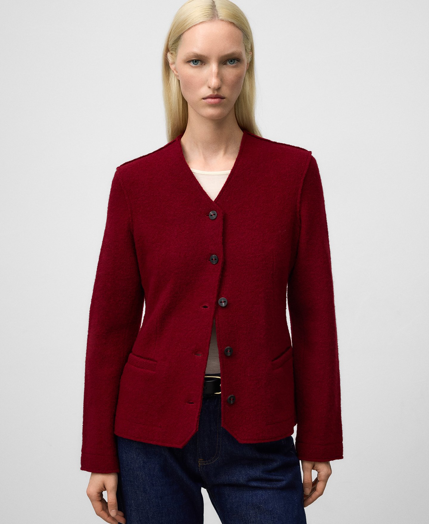 Merino wool fitted jacket woman image number 0