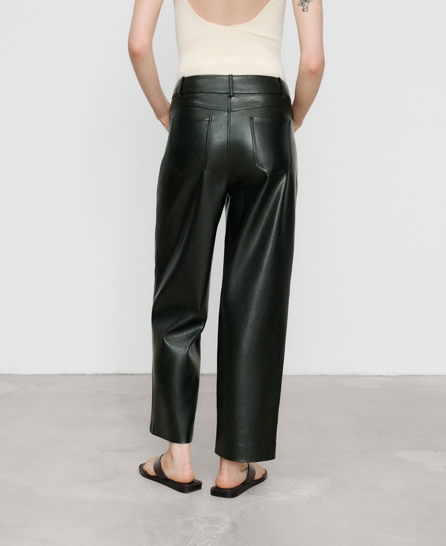 Leather-Non-Leather straight trousers image number 2