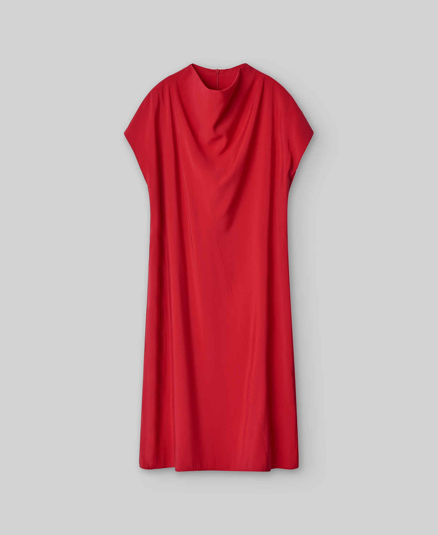 Red dress with draped neckline woman image number 4