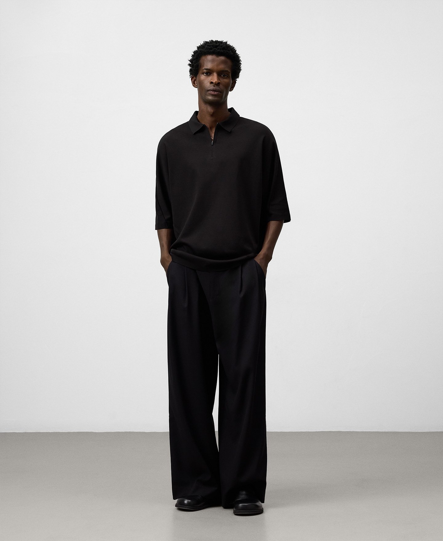 Zipper closure oversize polo shirt man image number 1