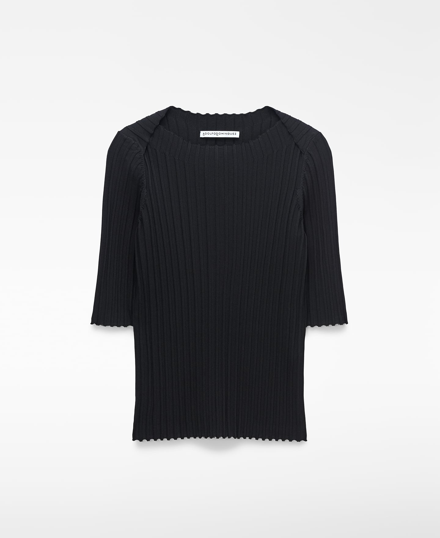 Boat neckline ribbed top image number 4