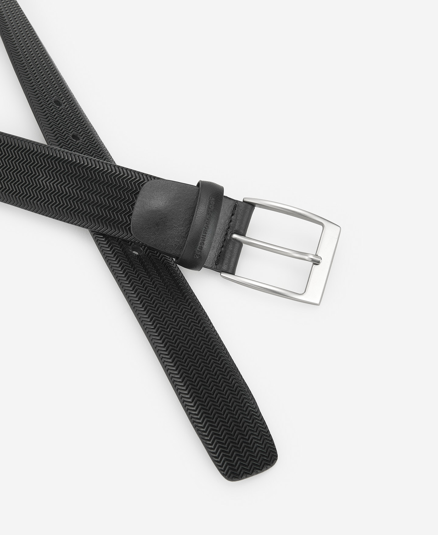 Black leather textured belt image number 2