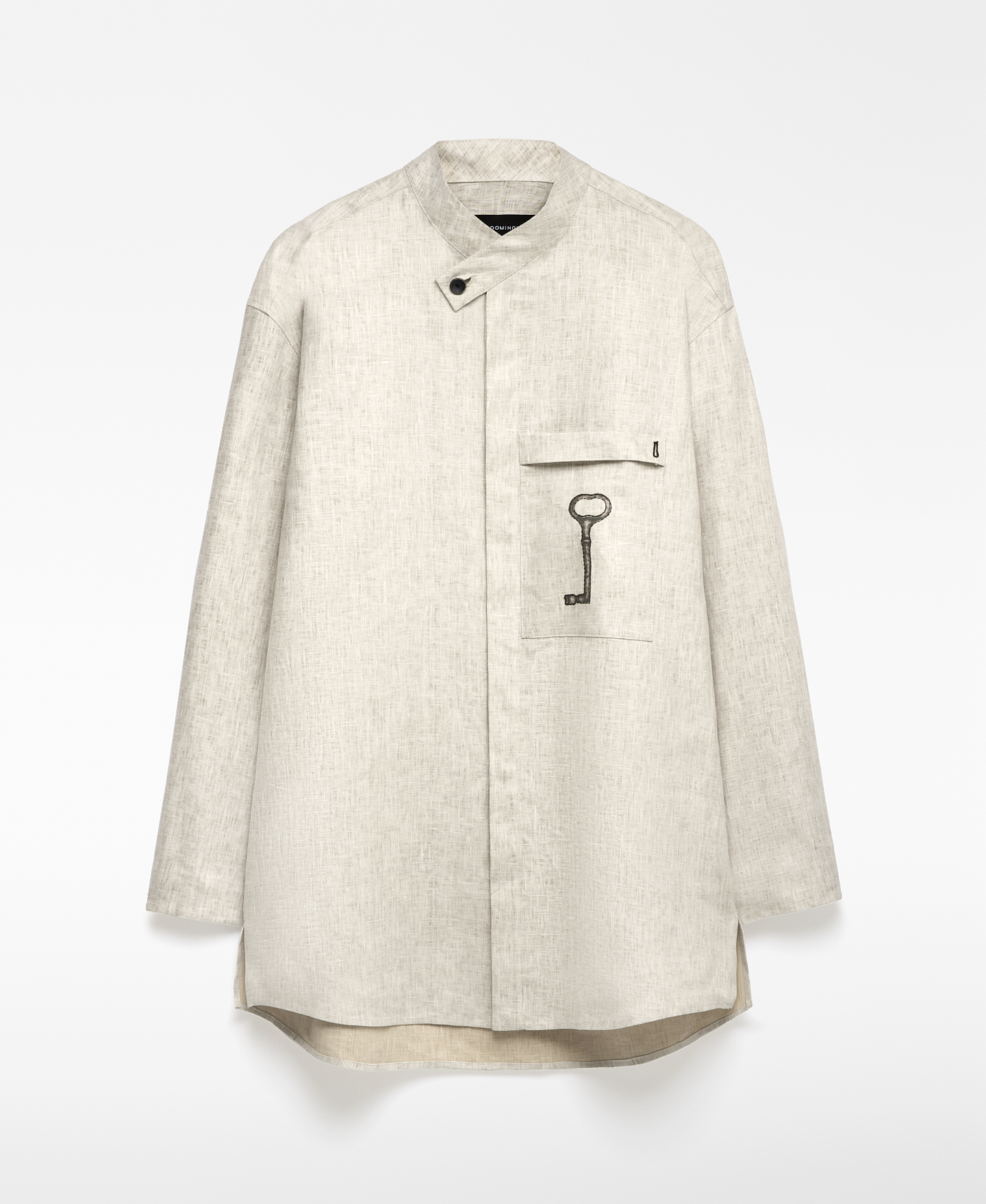 European linen printed key shirt man image number 10
