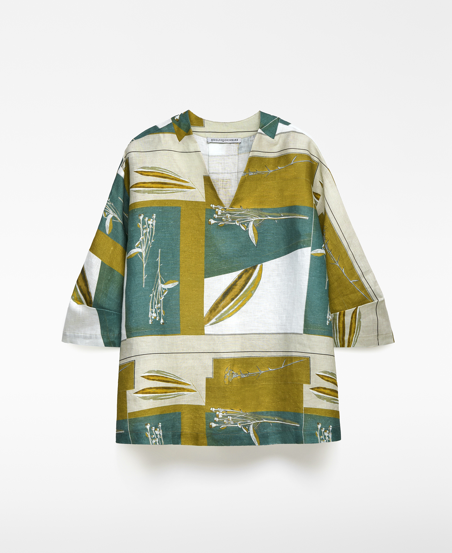 European linen printed blouse woman image number 4