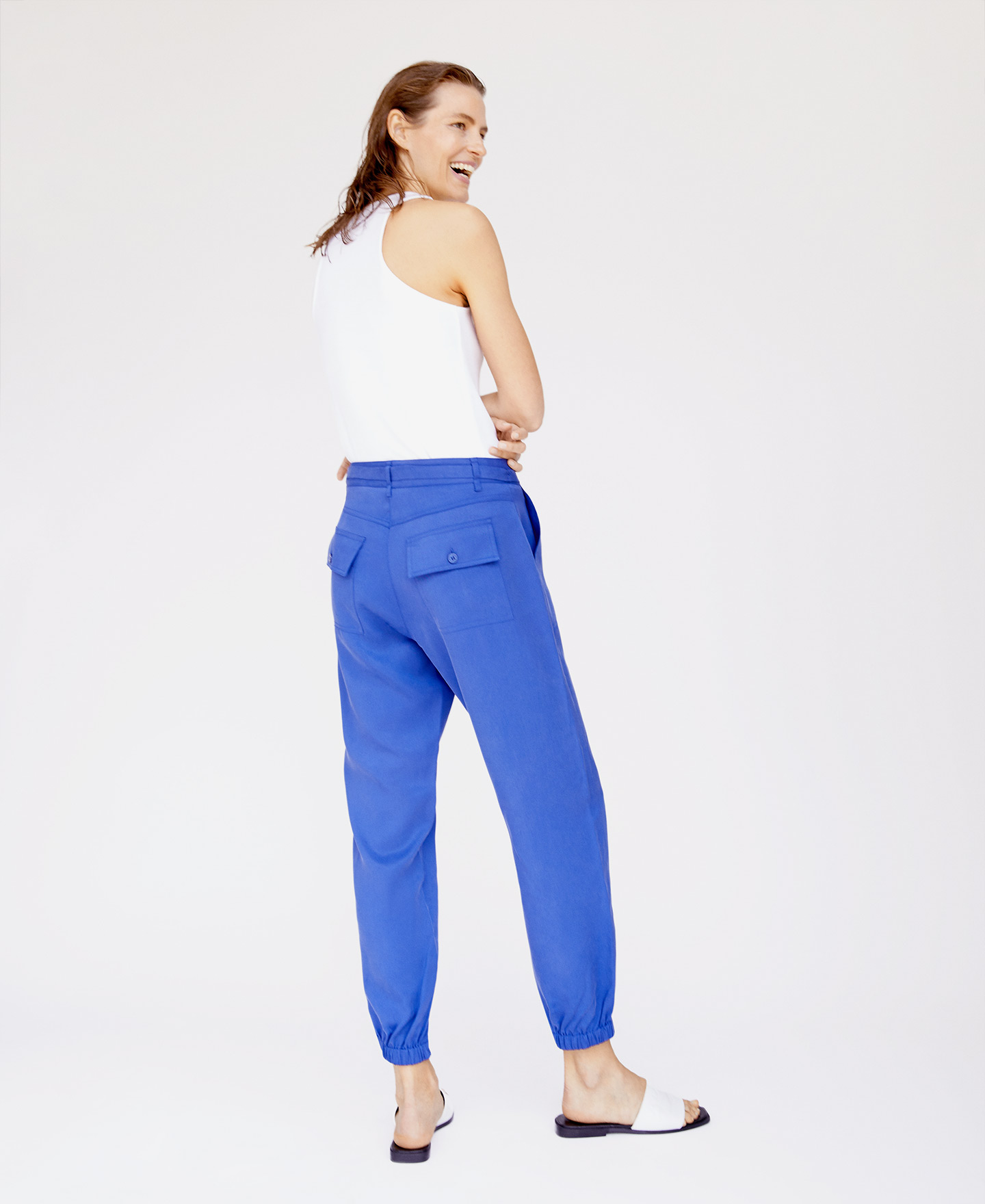Ankle length trousers in lyocell image number 3