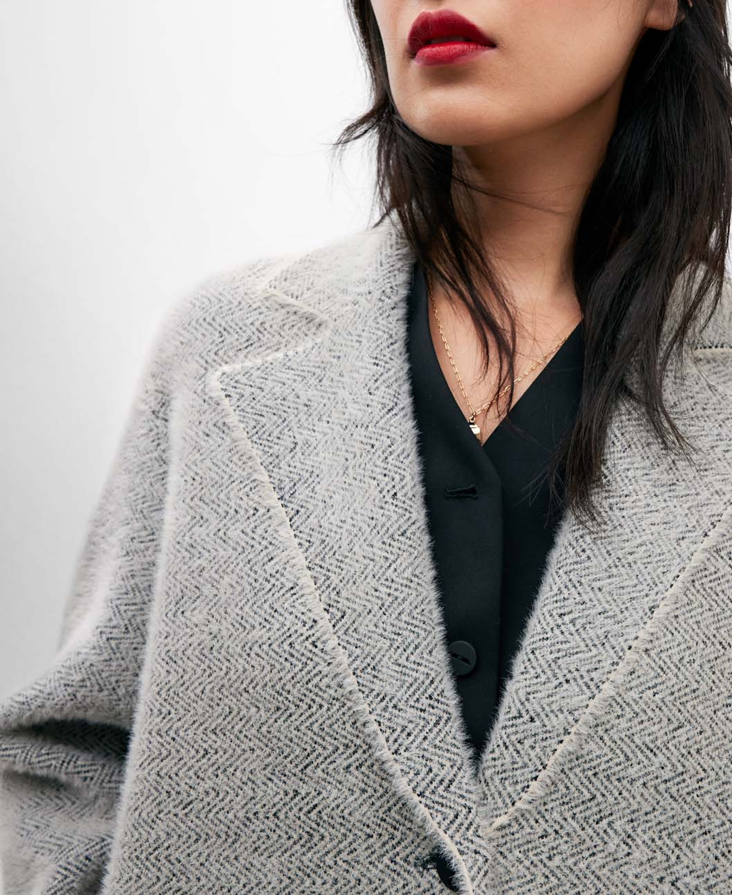 Two-tone nylon fabric coat for women image number 3