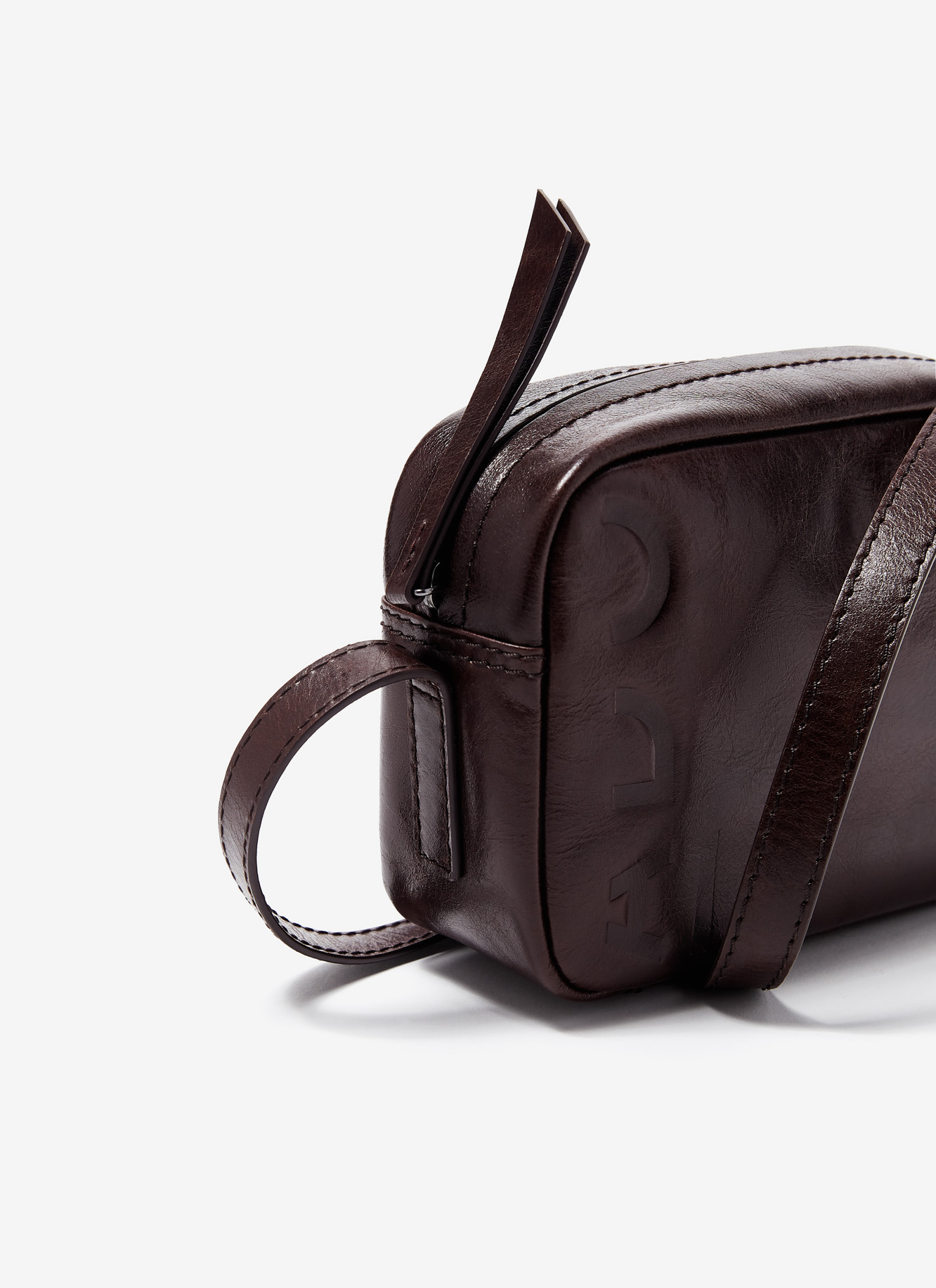 Crackled glossy leather crossbody bag image number 1