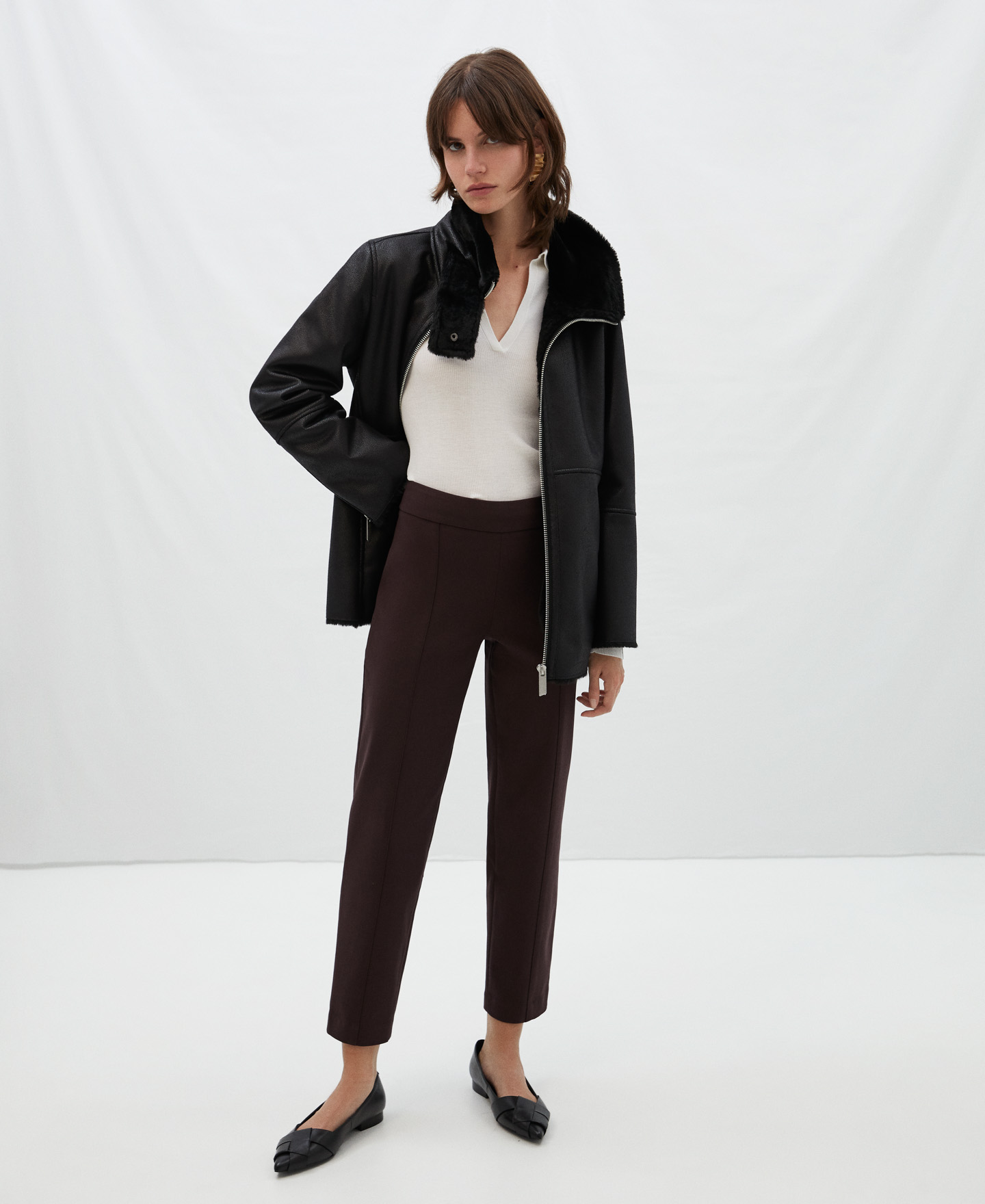 Straight trousers with seam detail image number 1