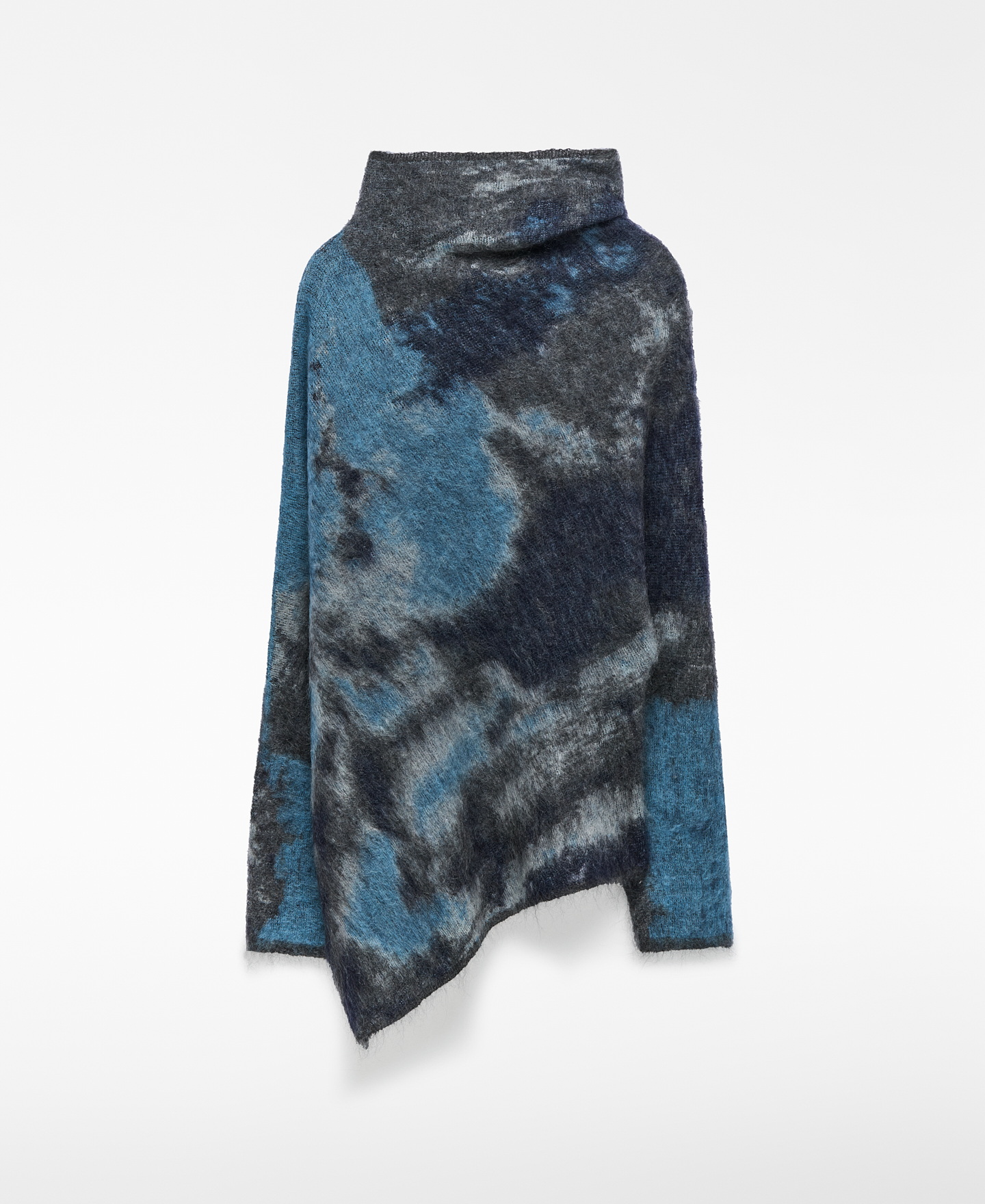 Jacquard knit asymmetrical sweater woman image number 5